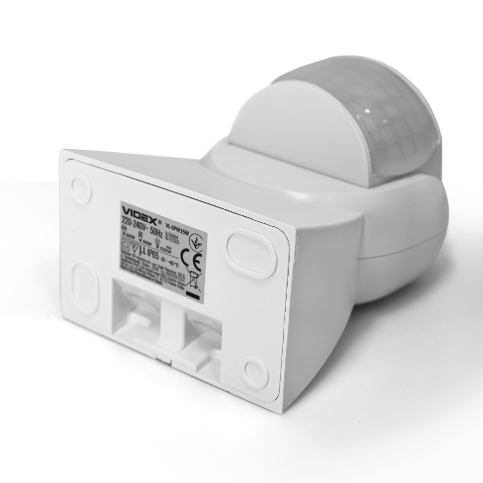Датчик руху та освітленості VIDEX VL-SPW15W 220V 1200W IP65 інфрачервоний білий — фото 6 з 9