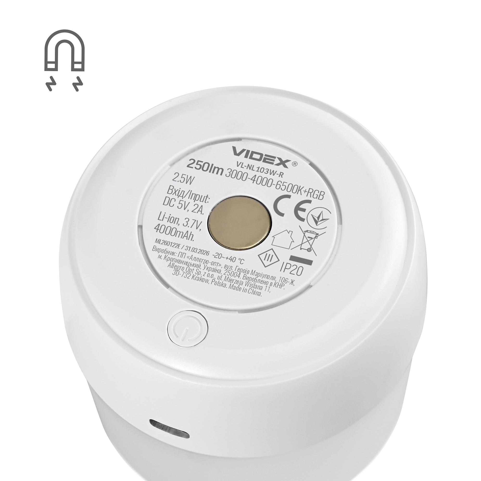 LED Світильник акумуляторний сенсорний з пультом VIDEX VL-NL103W-R — фото 6 з 14