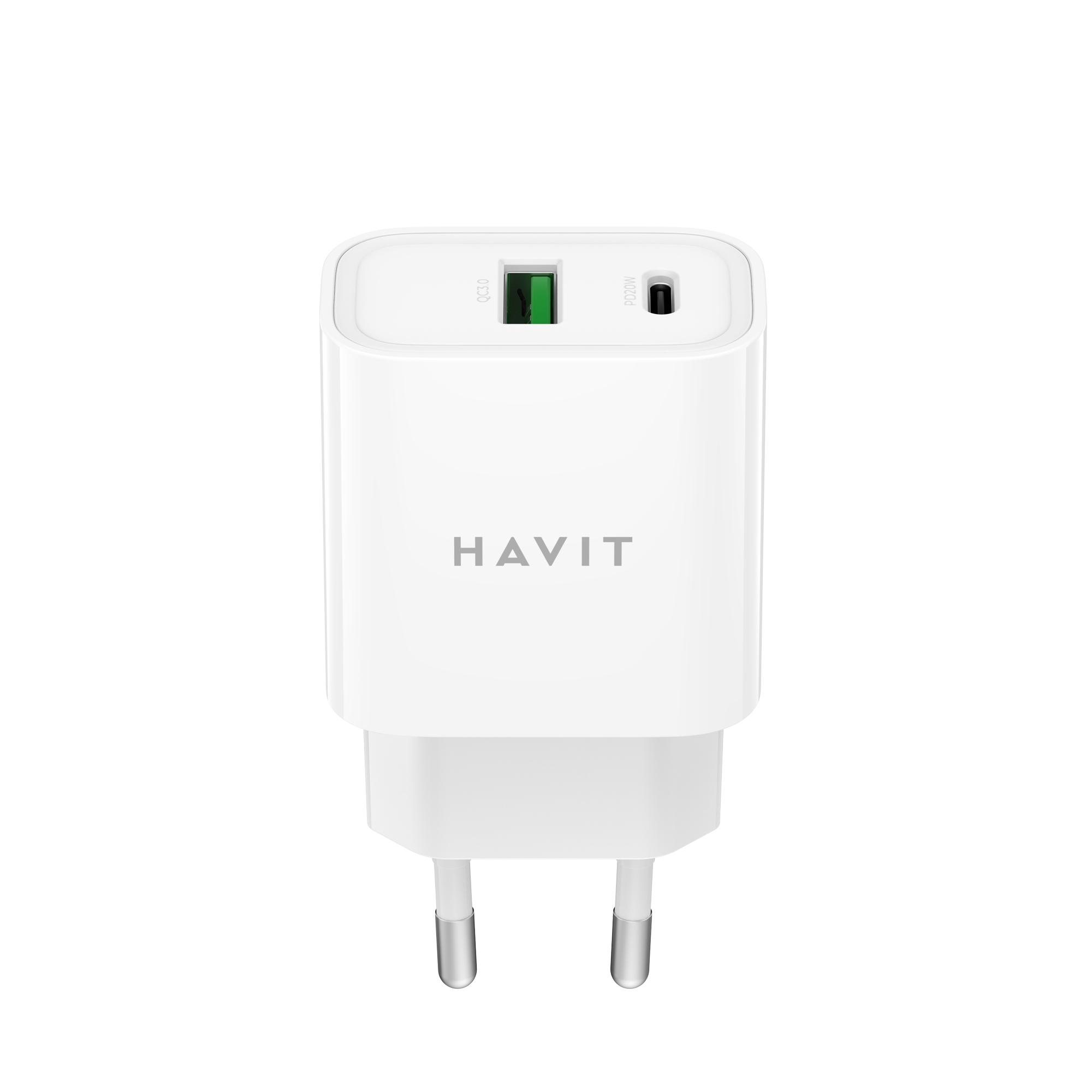 Зарядний пристрій HAVIT UC111 PRO 20W USB-A+USB-C White — фото 2 з 5