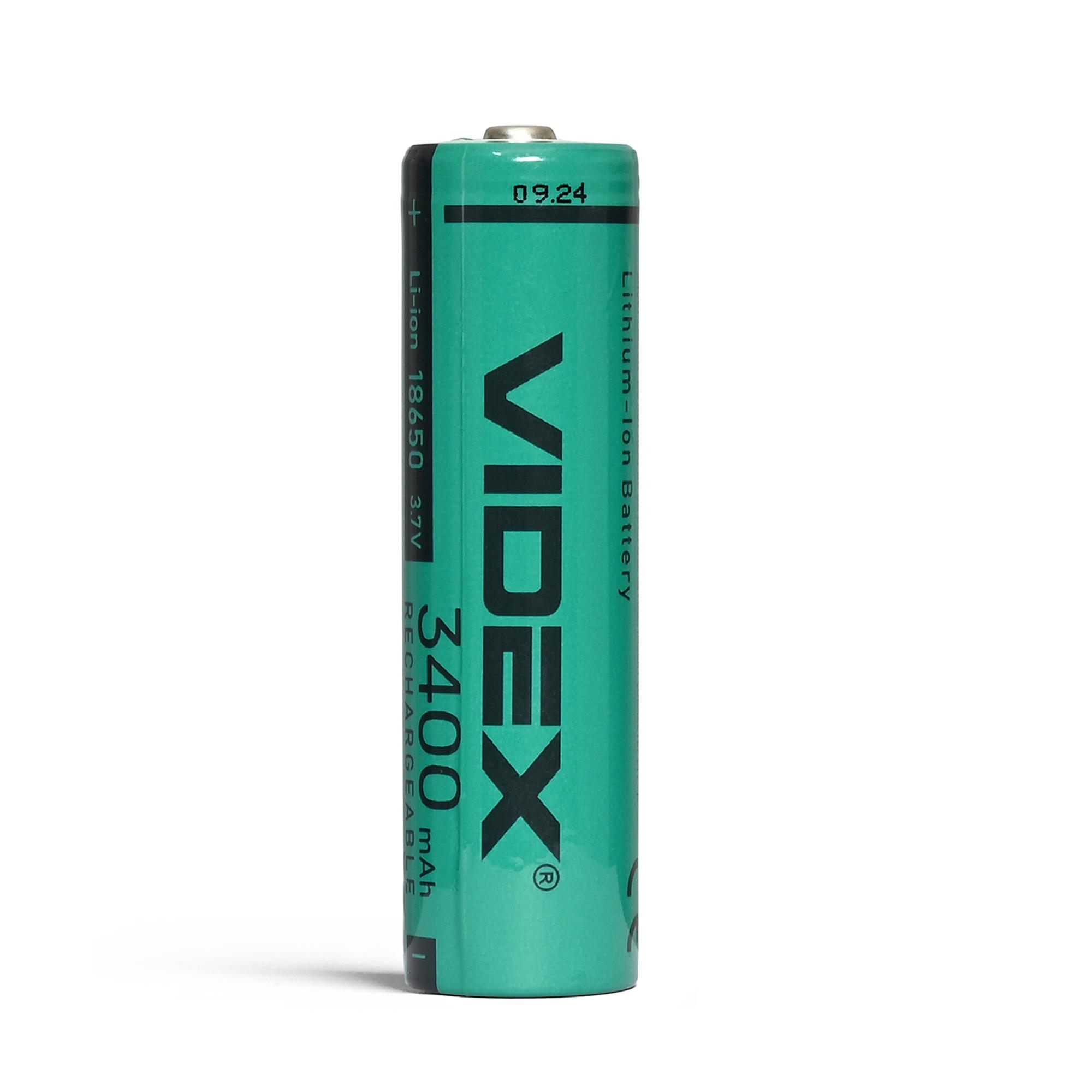 Акумулятор Videx літій-іонний 18650 (без захисту) 3400mAh color box/1шт — фото 2 з 2
