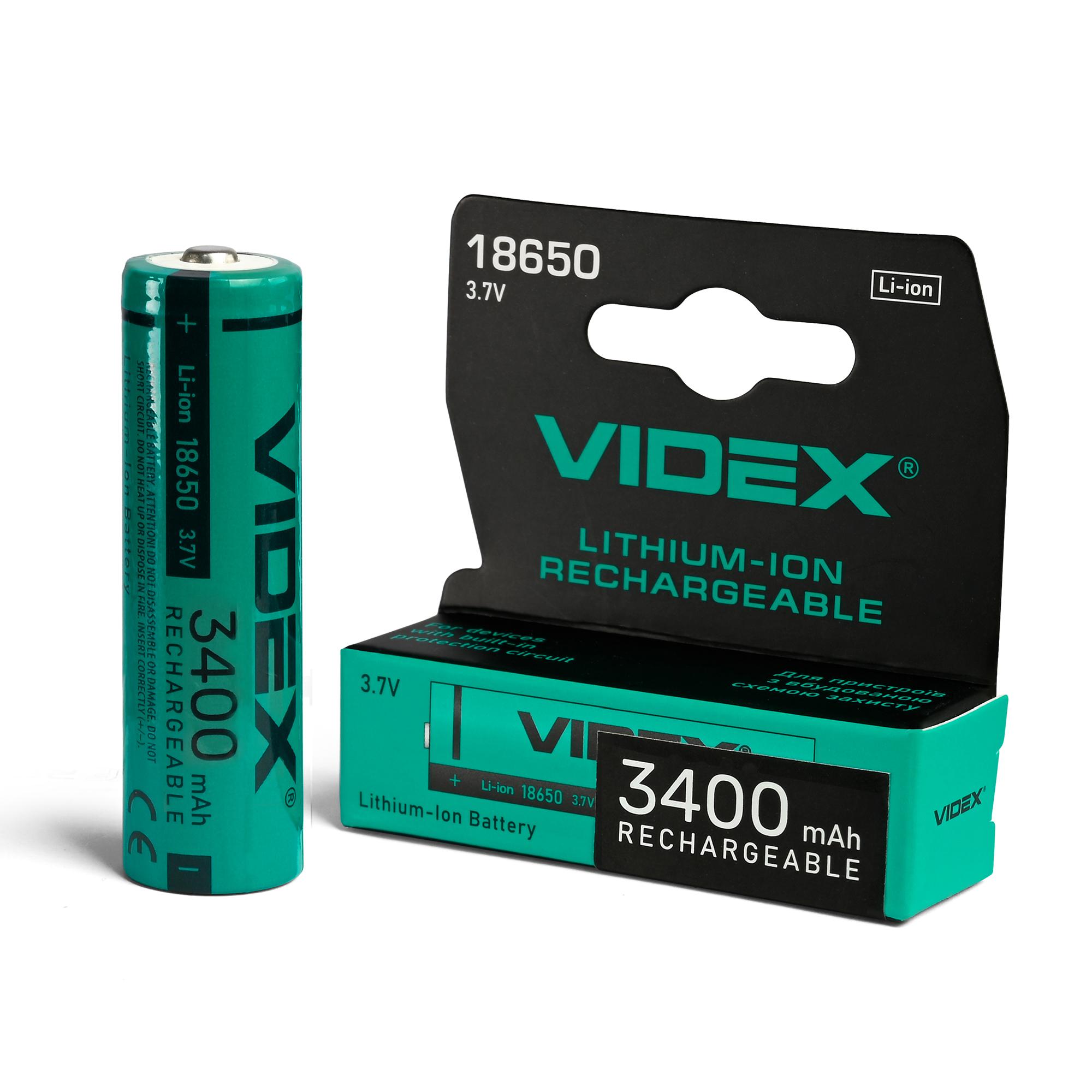 Акумулятор Videx літій-іонний 18650 (без захисту) 3400mAh color box/1шт — фото 1 з 2