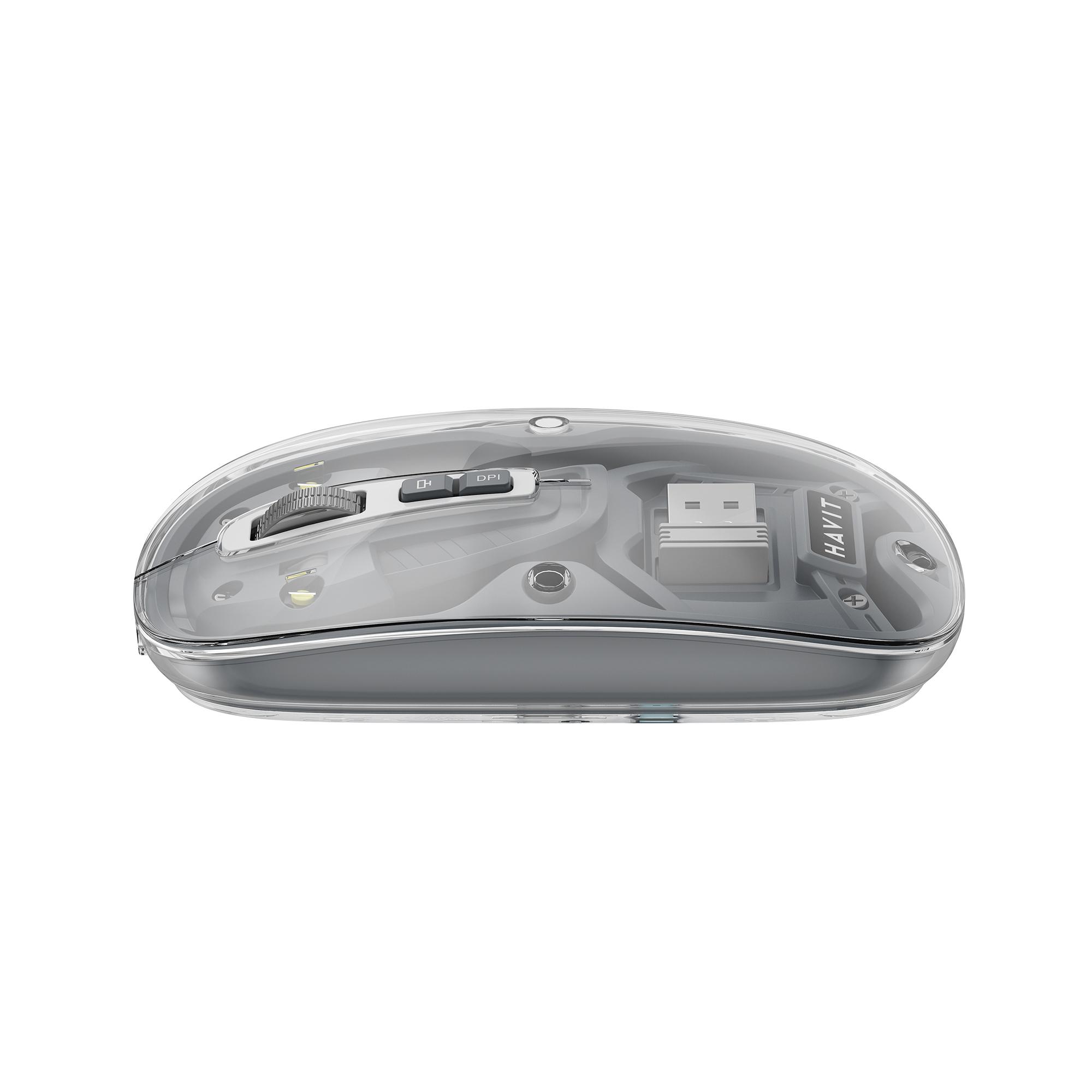 Бездротова миша дворежимна HAVIT MS62WB Pro Transparent Gray — фото 2 з 5