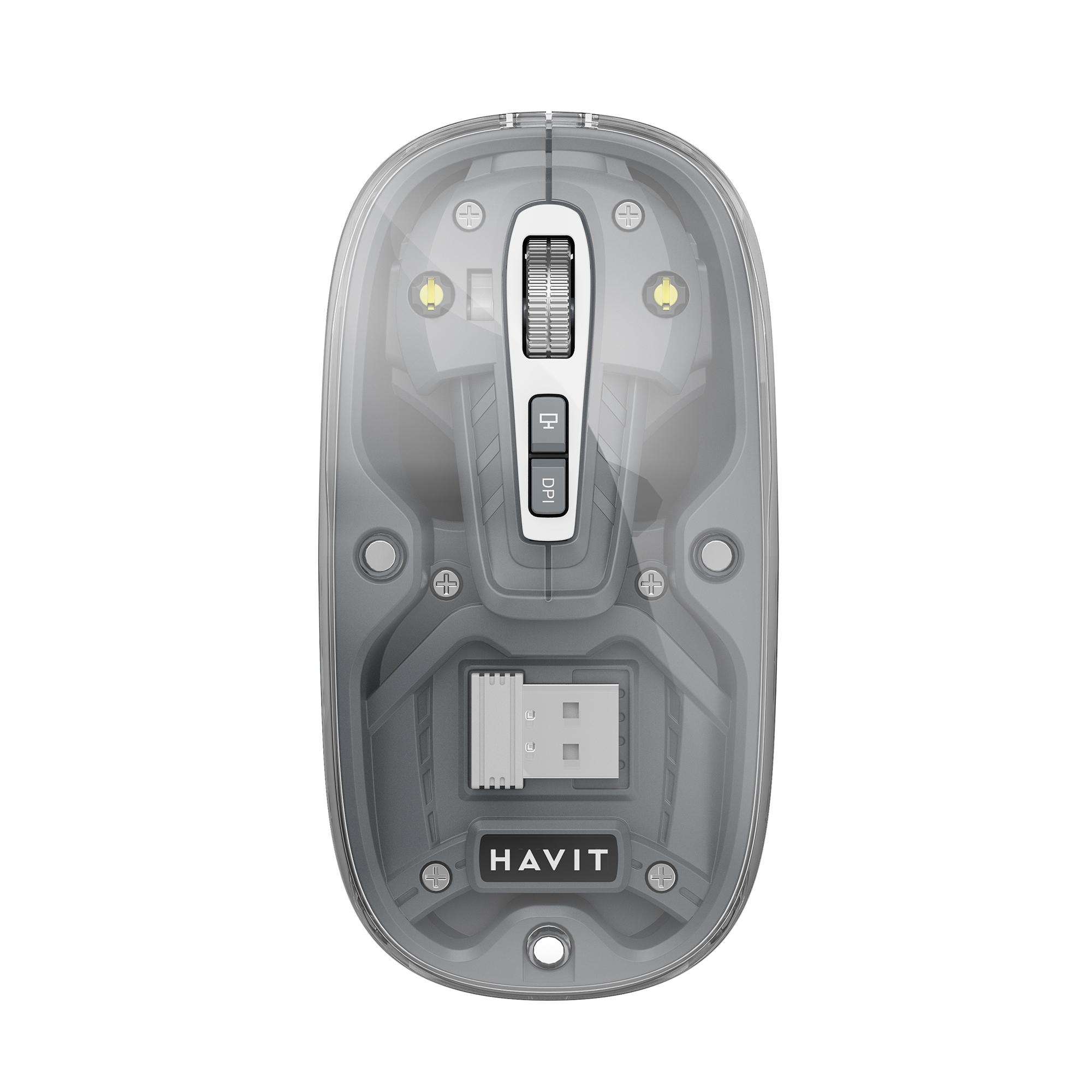 Бездротова миша дворежимна HAVIT MS62WB Pro Transparent Gray — фото 1 з 5