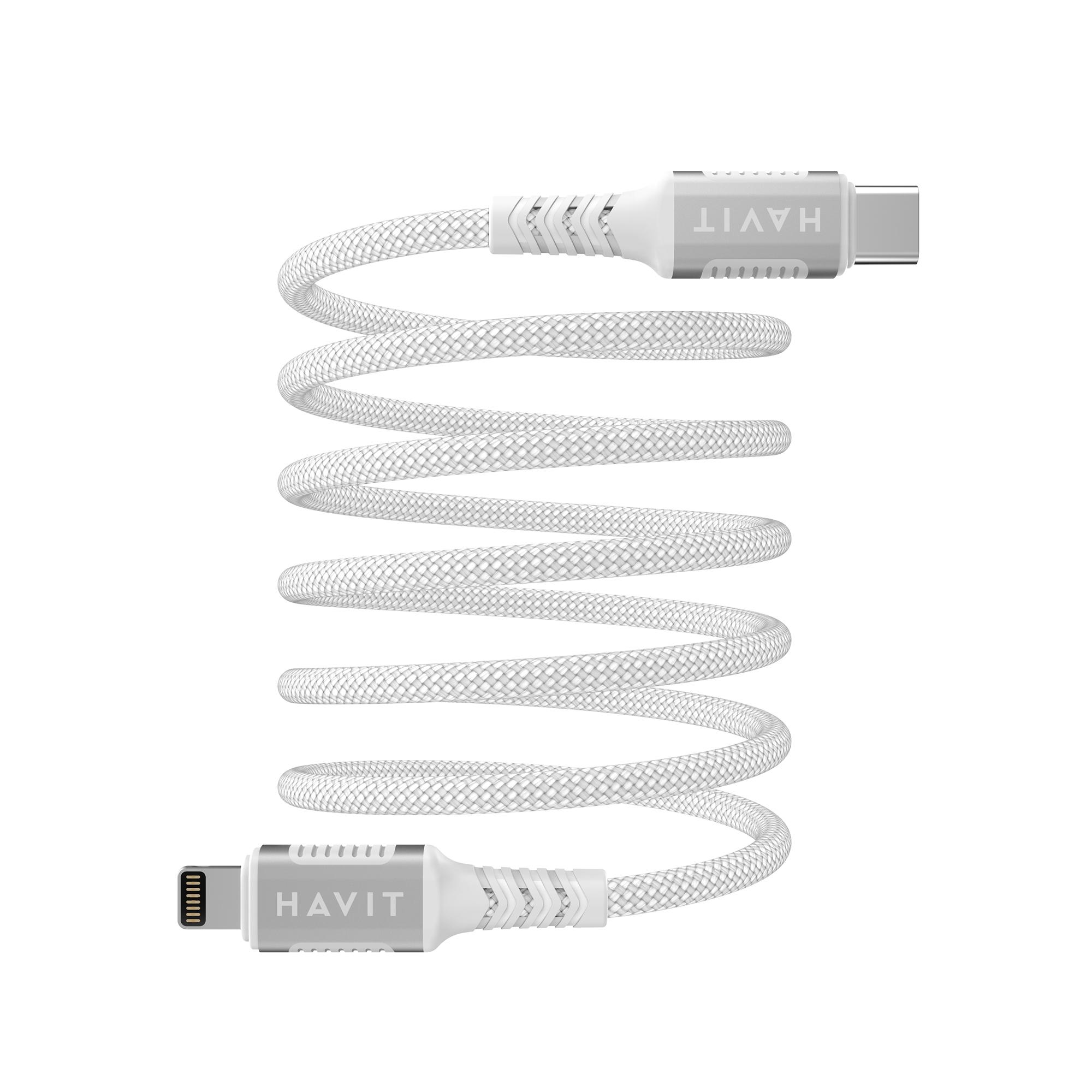 Кабель USB-C - Lightning HAVIT CB6298 PD30W 1м ( магнітний) White — фото 1 з 2