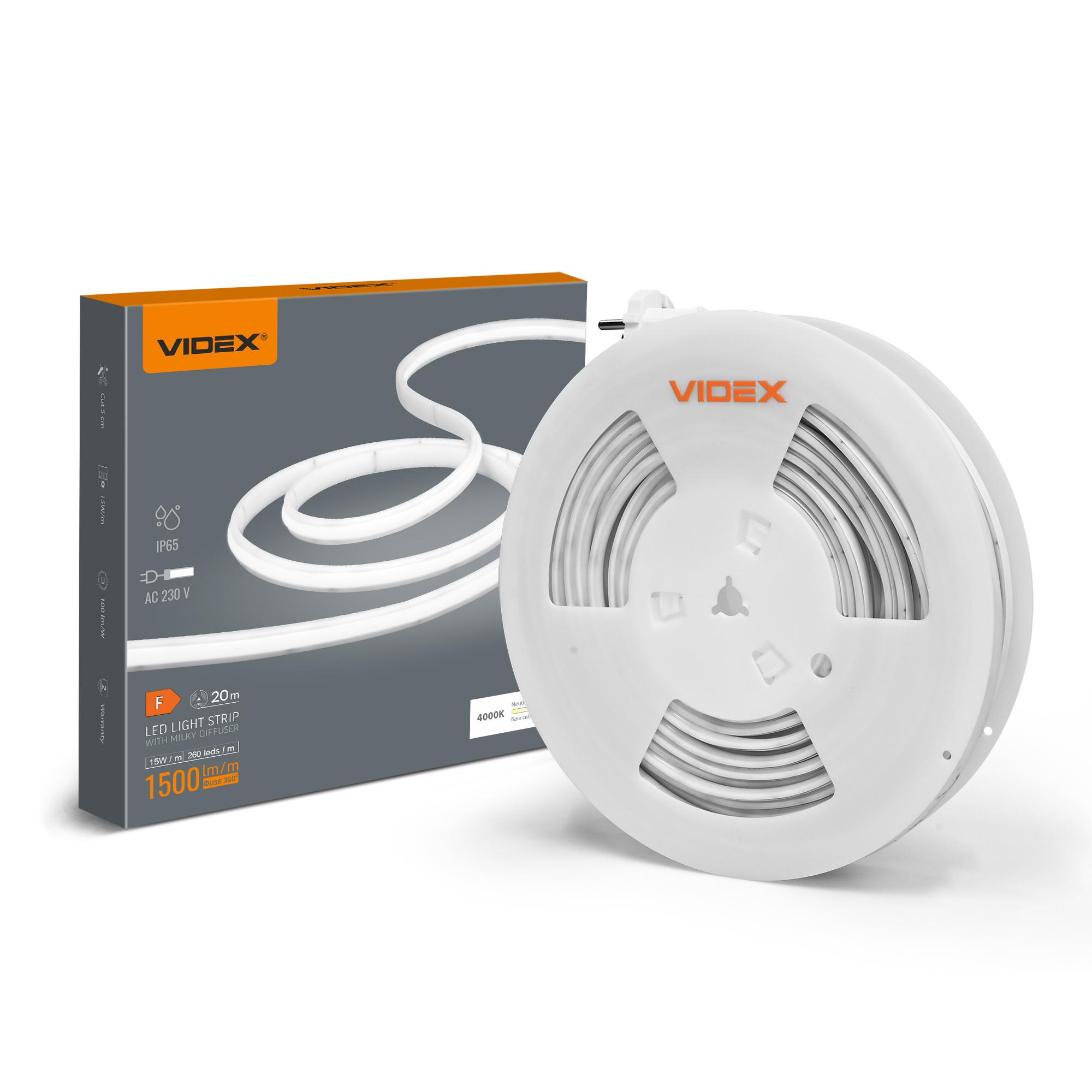 LED стрічка VIDEX 230V 15W/m 4000K IP65 VL-LST-CB65-22154-B20 (20м) — фото 1 з 5