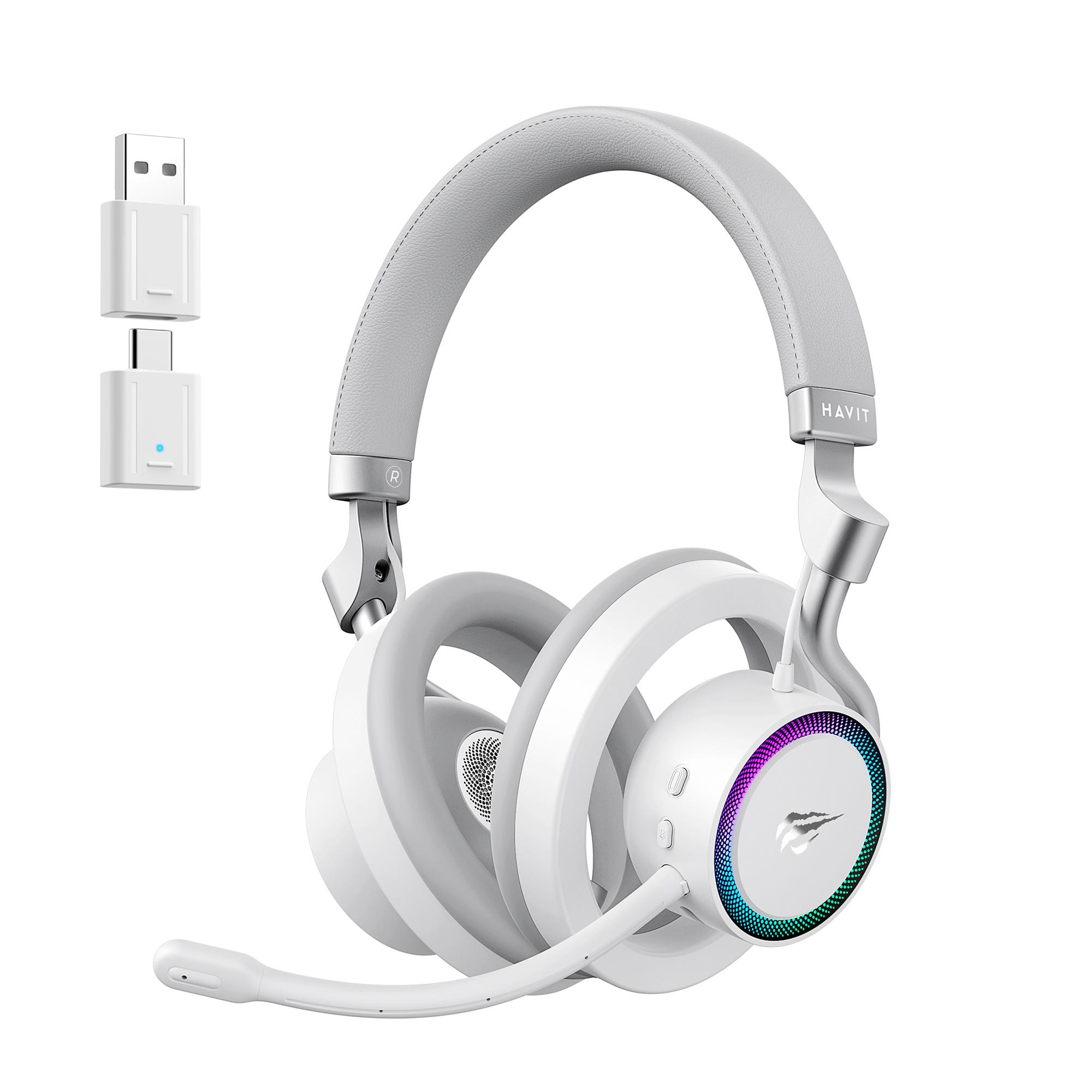 Бездротові ігрові навушники HAVIT Fuxi-H8 White + Gray — фото 6 з 11
