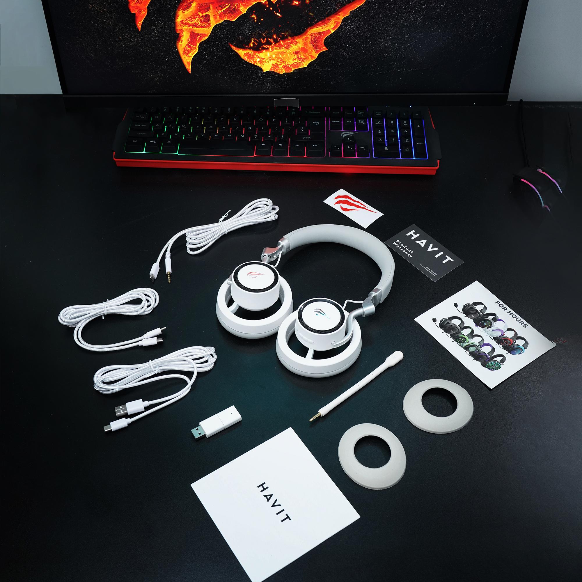 Бездротові ігрові навушники HAVIT Fuxi-H8 White + Gray — фото 11 з 11