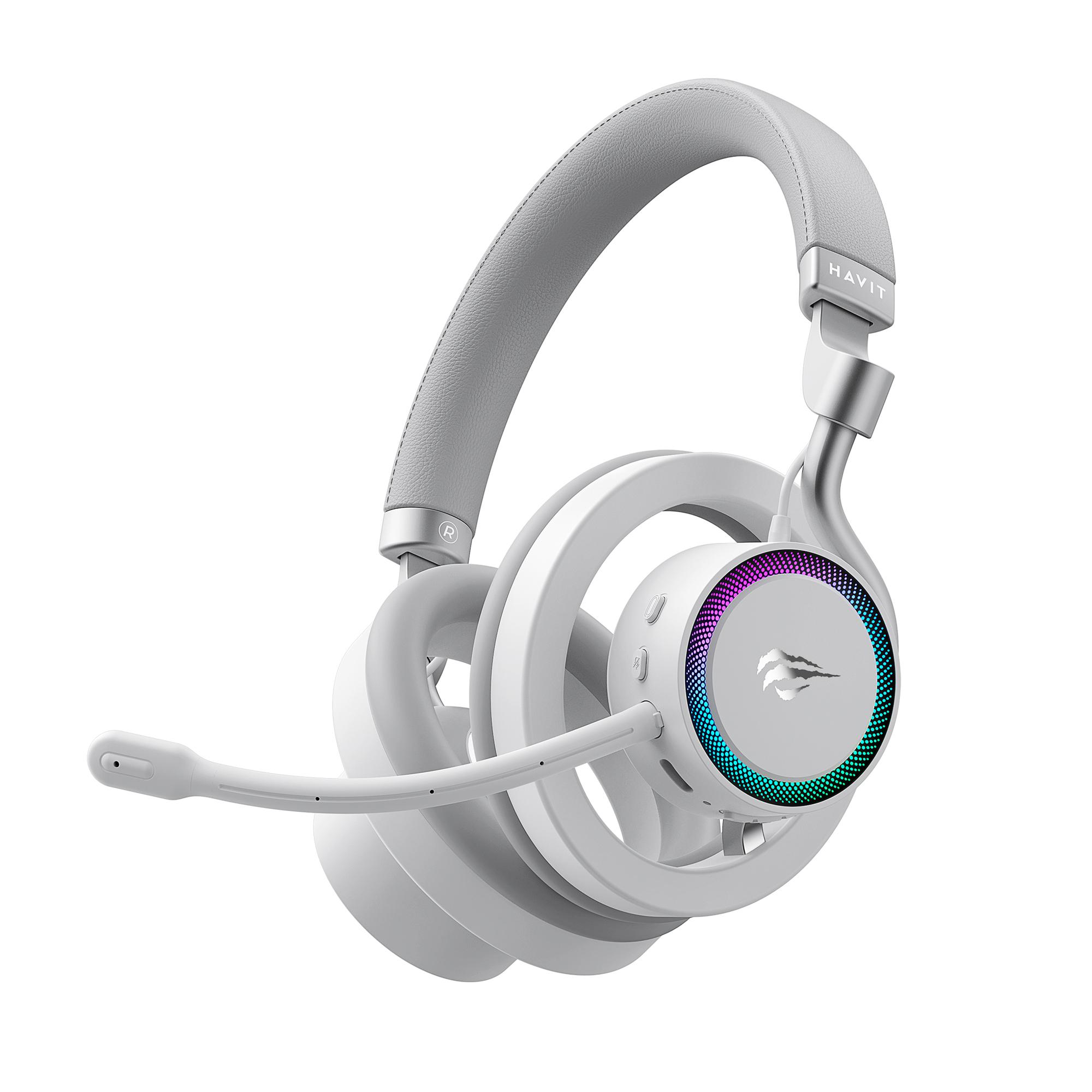 Бездротові ігрові навушники HAVIT Fuxi-H8 White + Gray — фото 5 з 11