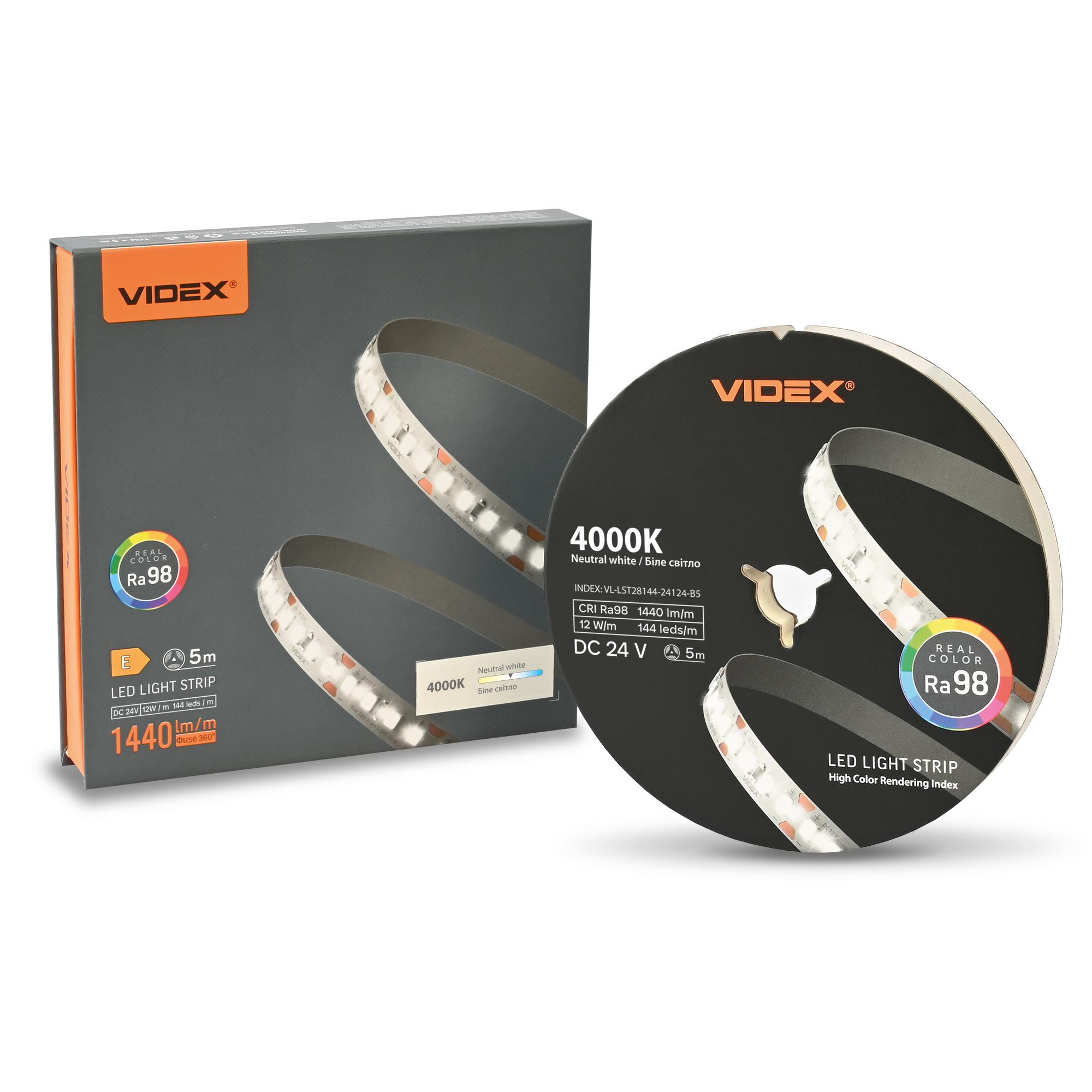LED стрічка VIDEX DC24V 60W 5M 4000K Ra98 IP20 (VL-LST28144-24124-B5)