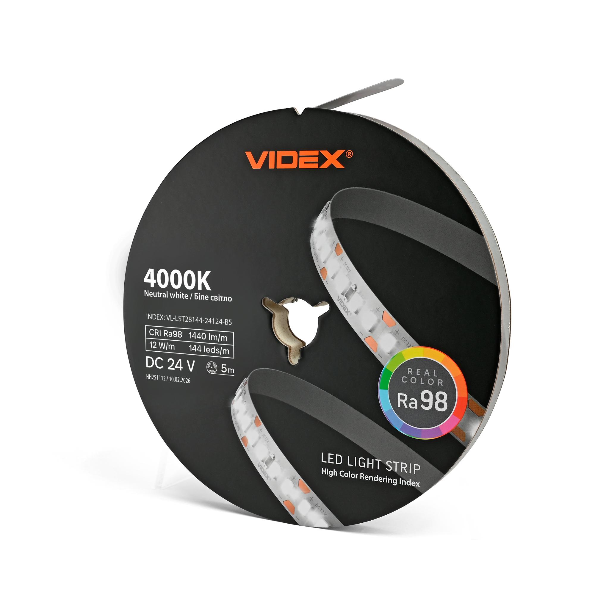 LED стрічка VIDEX DC24V 60W 5M 4000K Ra98 IP20 (VL-LST28144-24124-B5) — фото 2 з 9