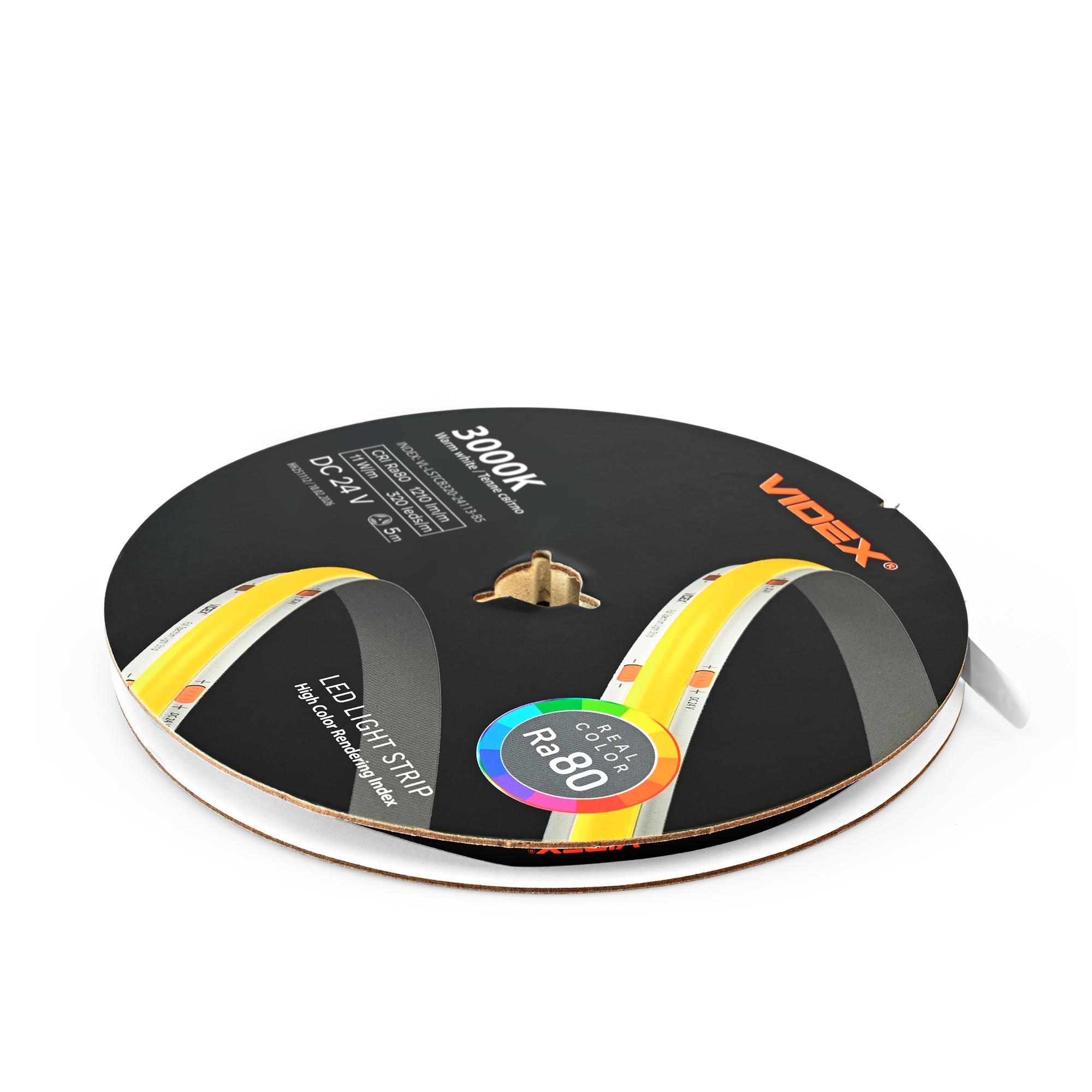 LED стрічка VIDEX COB DC24V 55W 5M 3000K Ra80 IP20 VL-LSTCB320-24113-B5) — фото 4 з 13