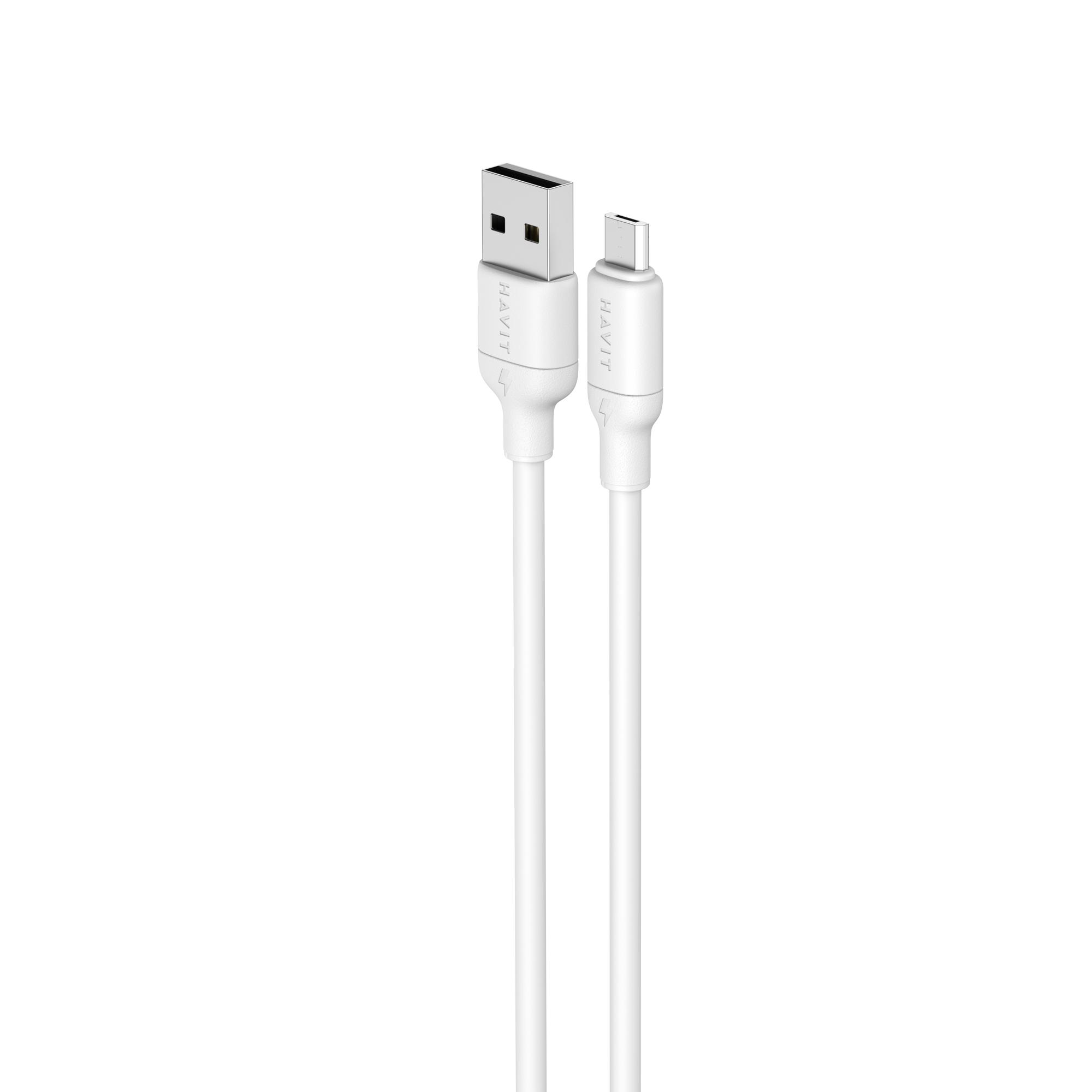 Кабель USB - Micro USB HAVIT CB678 3A 1м White (силіконовий) — фото 2 з 4