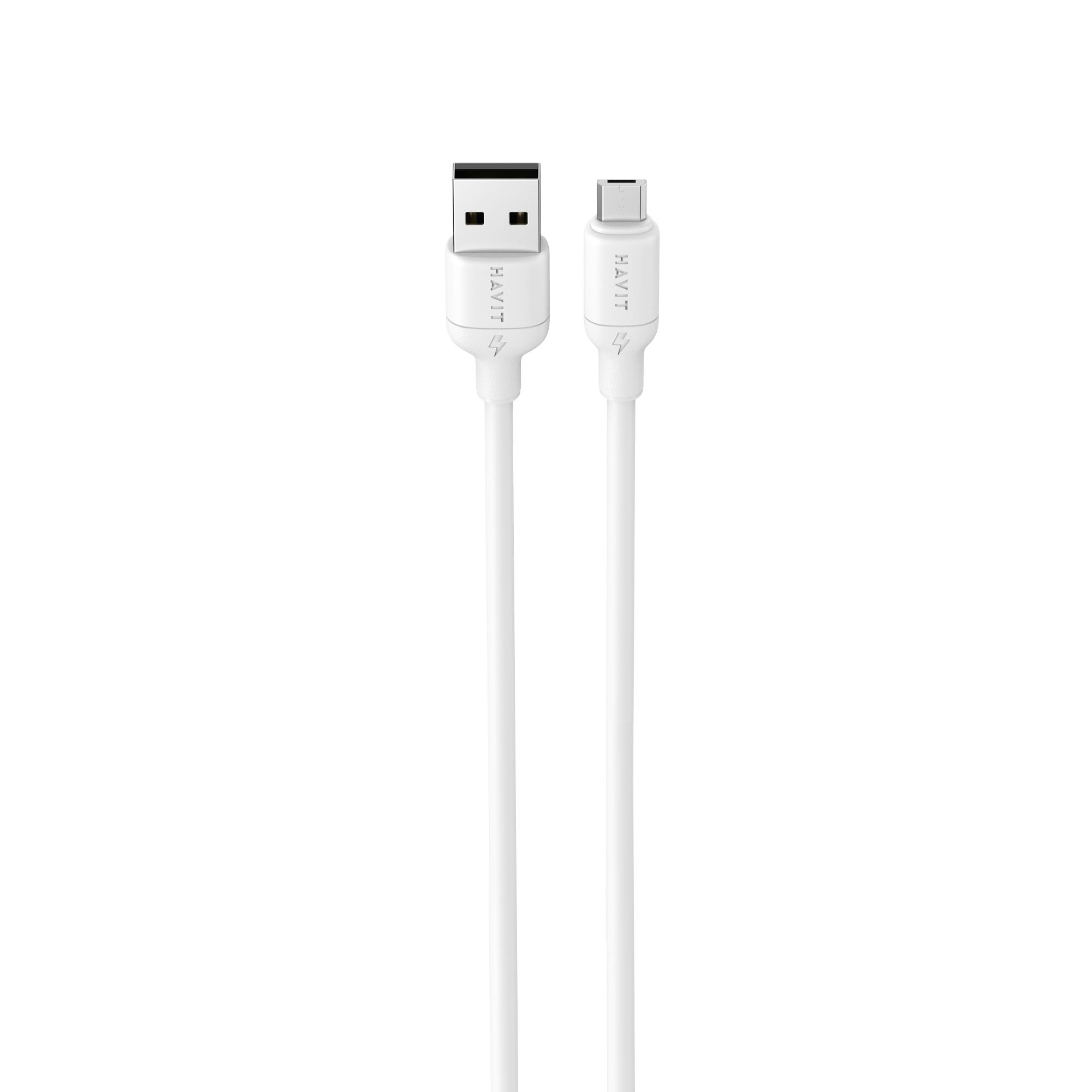 Кабель USB - Micro USB HAVIT CB678 3A 1м White (силіконовий) — фото 3 з 4