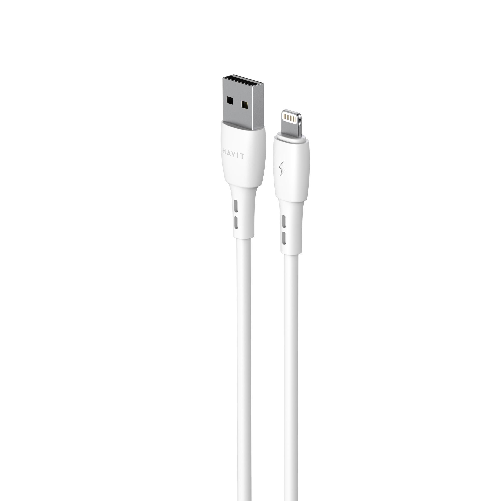 Кабель USB - Lightning HAVIT CB619C-L 2.1A 2м White — фото 2 з 4