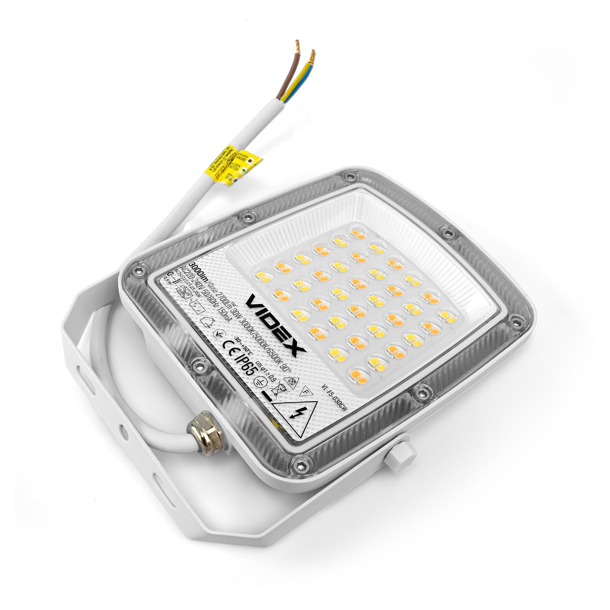 LED прожектор VIDEX F5 30W 3000-5000-6500K 230V White (VL-F5-030CW) — фото 8 з 14