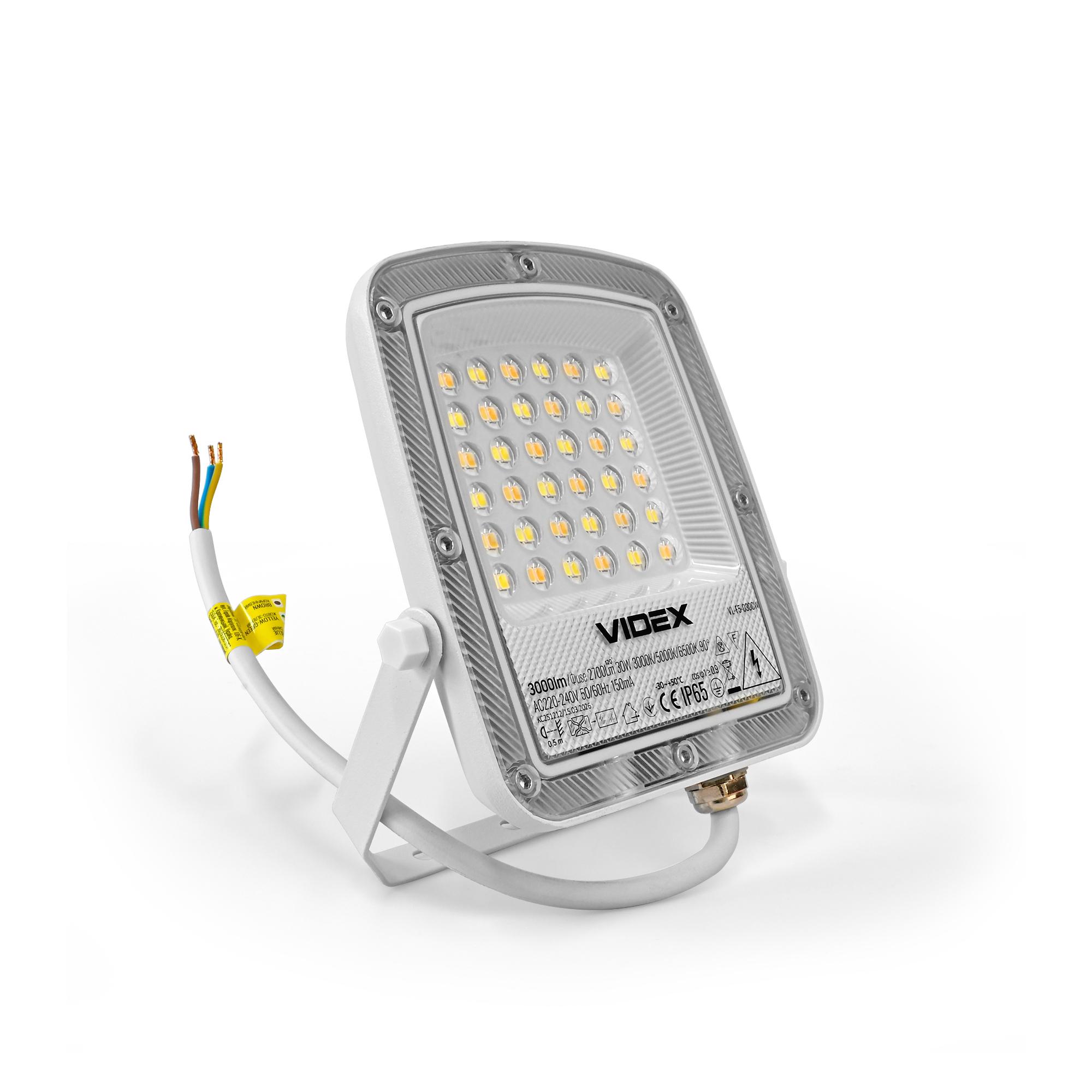 LED прожектор VIDEX F5 30W 3000-5000-6500K 230V White (VL-F5-030CW) — фото 3 з 14