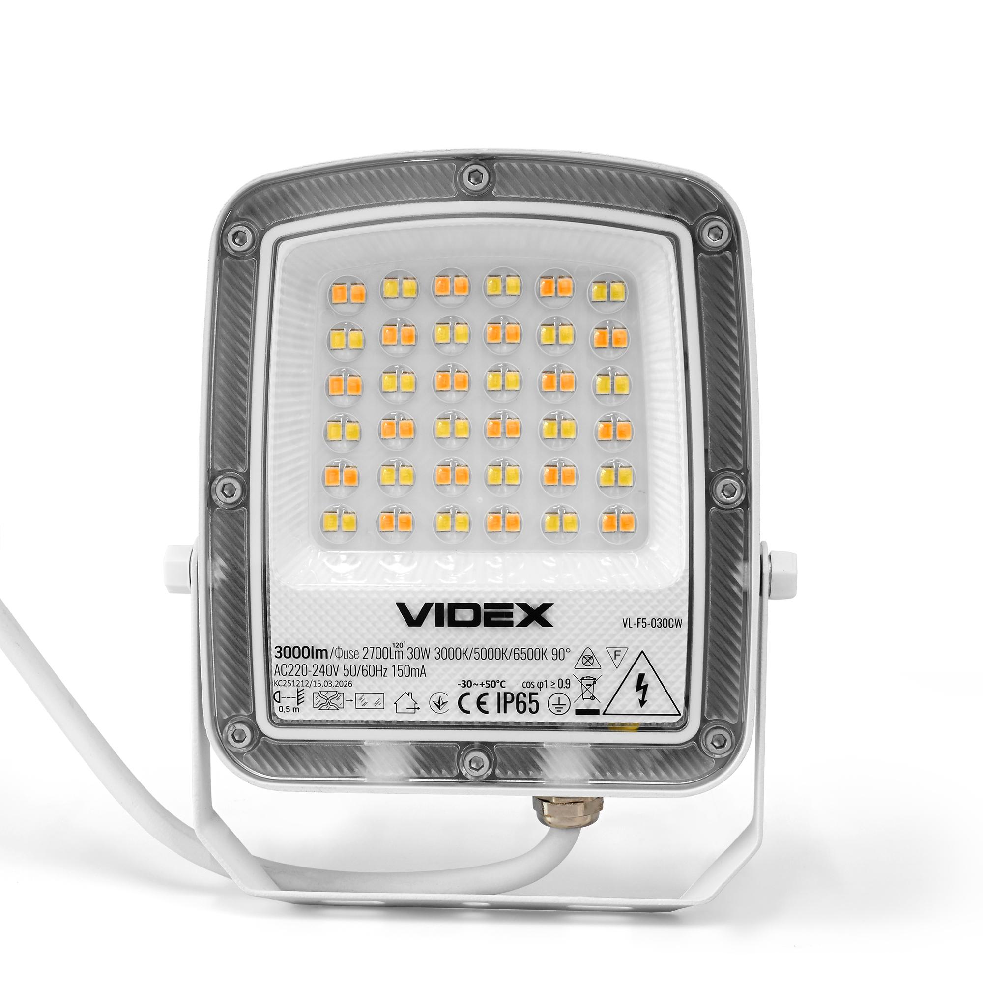 LED прожектор VIDEX F5 30W 3000-5000-6500K 230V White (VL-F5-030CW) — фото 2 з 14