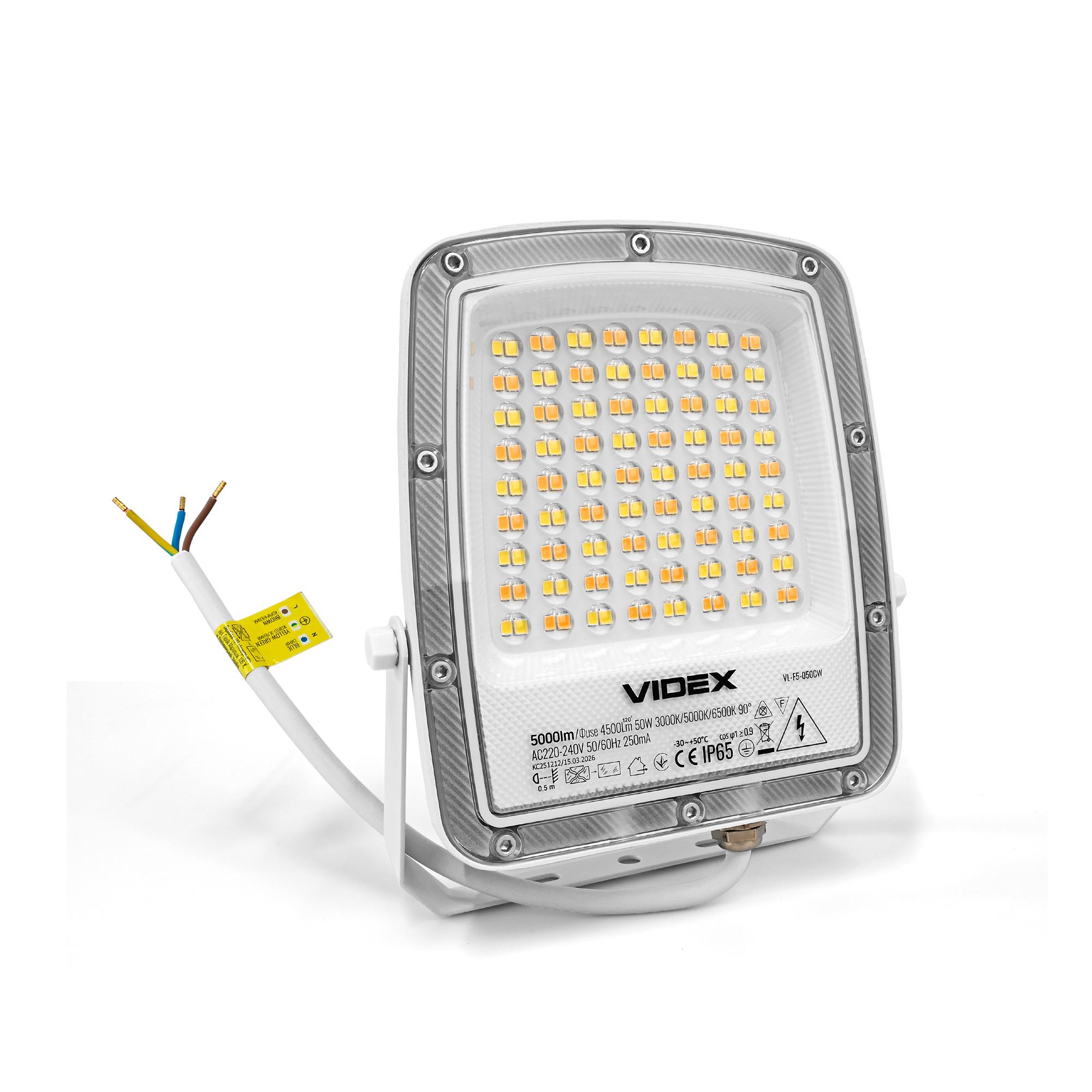 LED прожектор VIDEX F5 50W 3000-5000-6500K 230V White (VL-F5-050CW) — фото 3 з 15