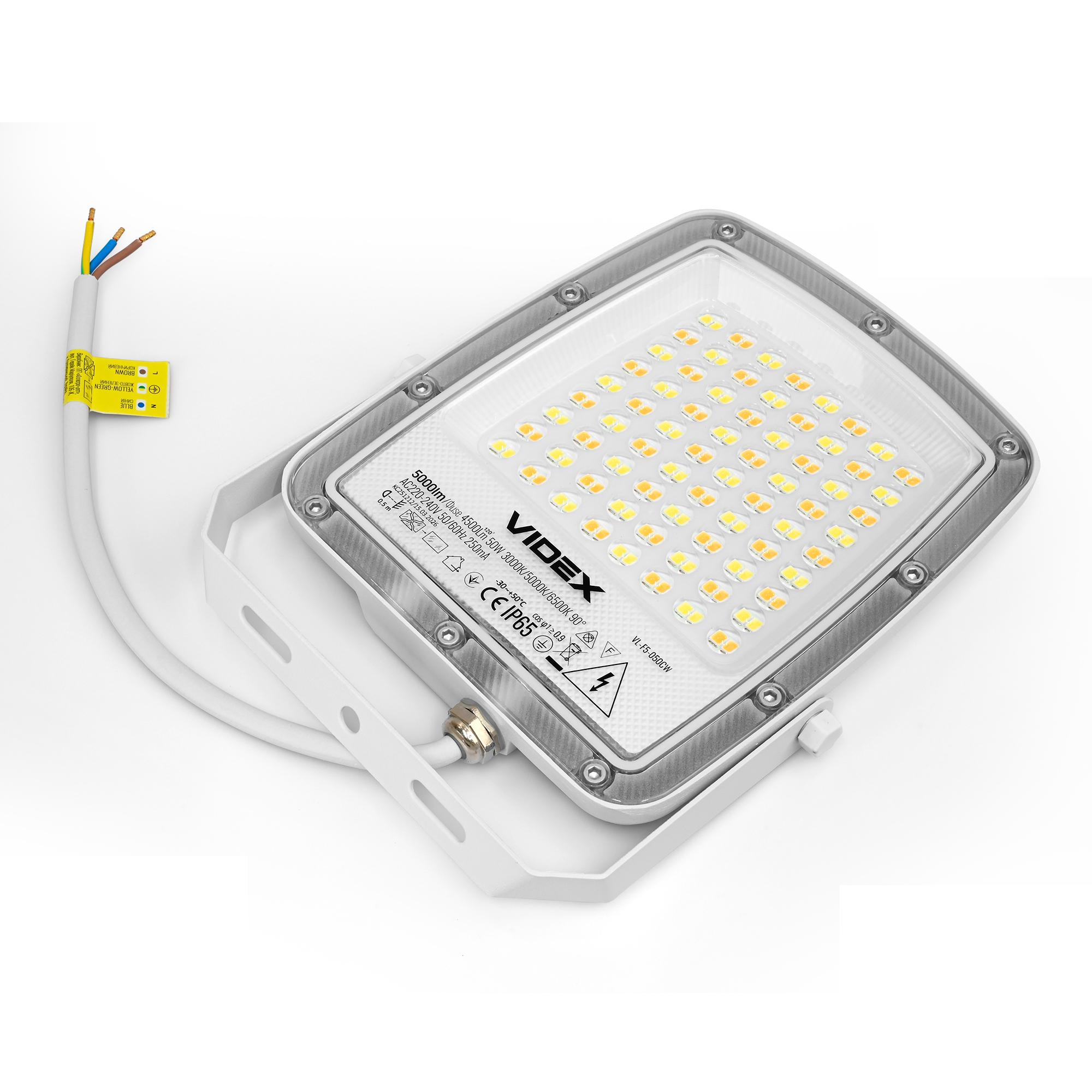 LED прожектор VIDEX F5 50W 3000-5000-6500K 230V White (VL-F5-050CW) — фото 8 з 15
