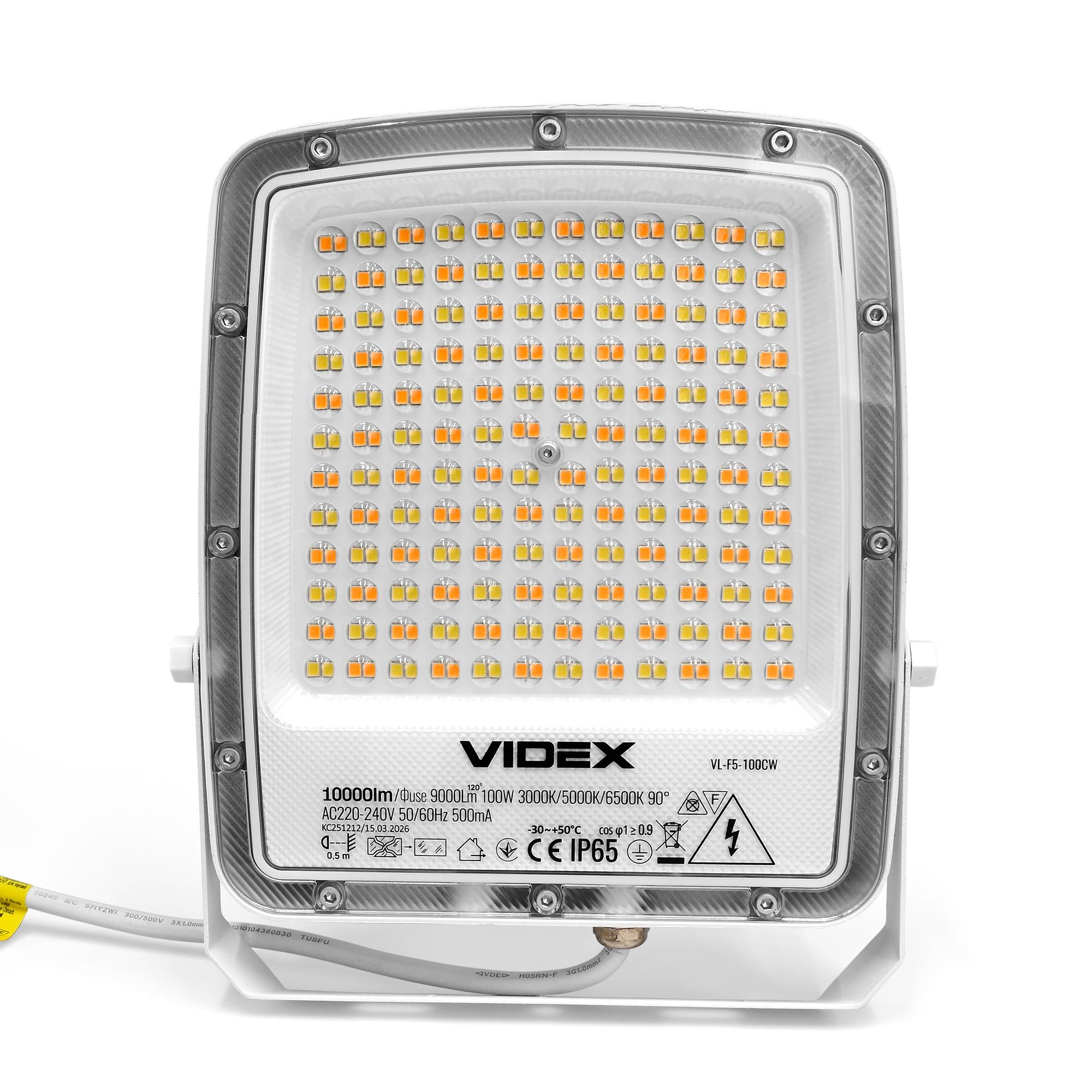 LED прожектор VIDEX F5 100W 3000-5000-6500K 230V White (VL-F5-100CW) — фото 2 з 15