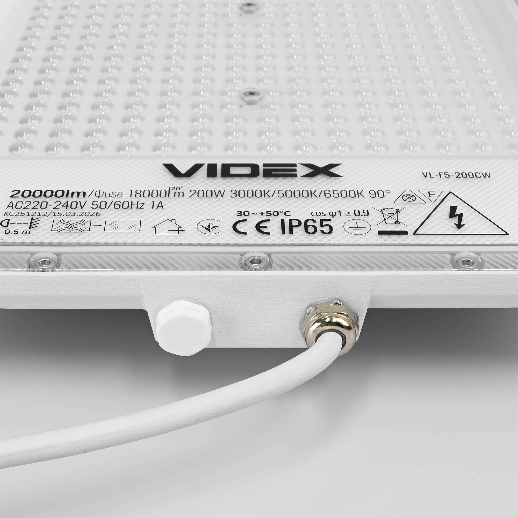 LED прожектор VIDEX F5 200W 3000-5000-6500K 230V White (VL-F5-200CW) — фото 9 з 15