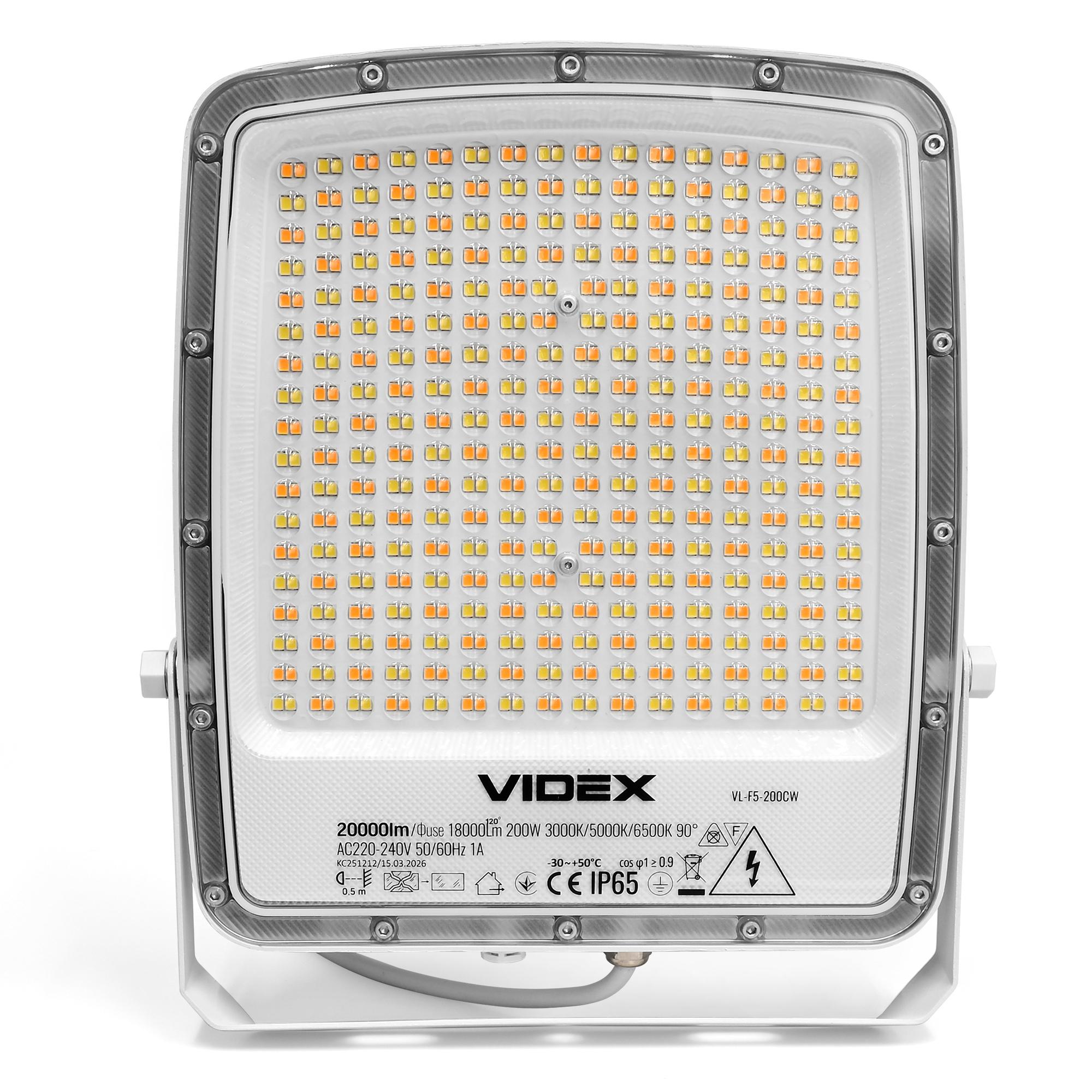 LED прожектор VIDEX F5 200W 3000-5000-6500K 230V White (VL-F5-200CW) — фото 2 з 15