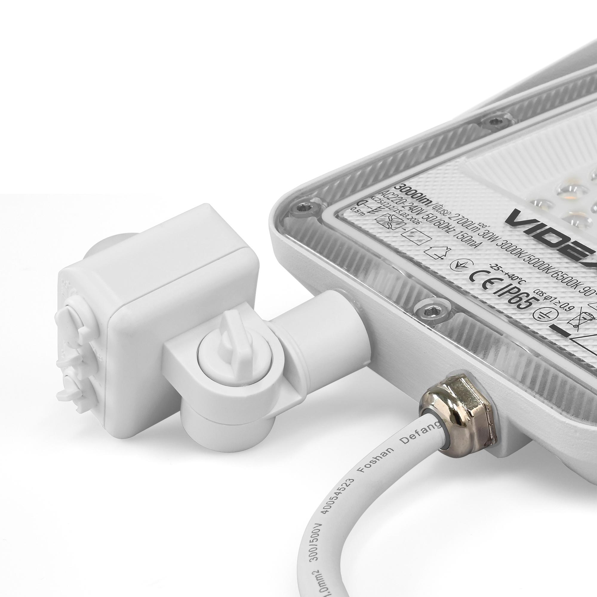 LED прожектор VIDEX F5 30W 3000-5000-6500K з датчиком руху 230V White (VL-F5-030CW-S) — фото 7 з 18