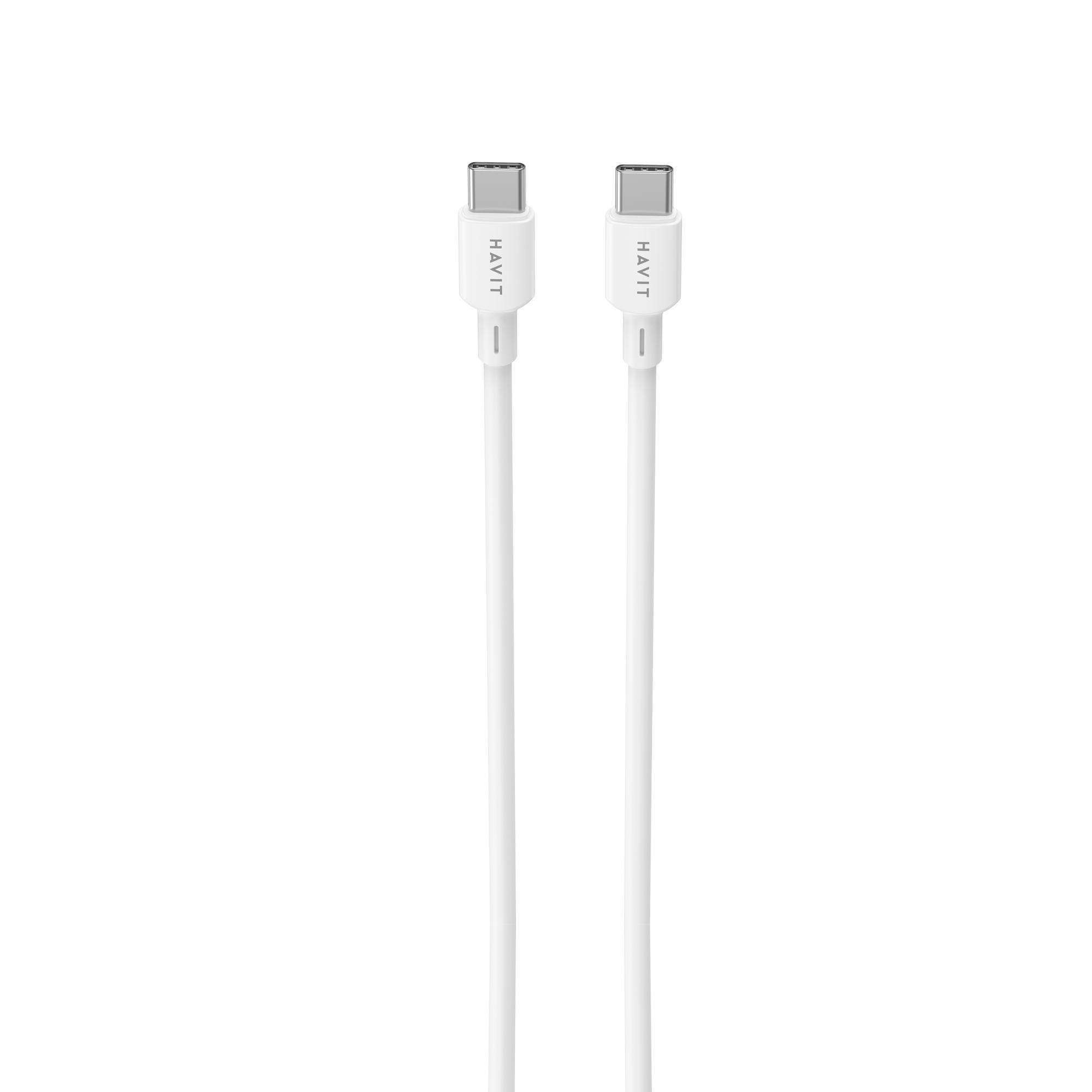 Кабель USB-C - USB-C HAVIT CBX310 PD60W 3A 2м White — фото 3 з 4