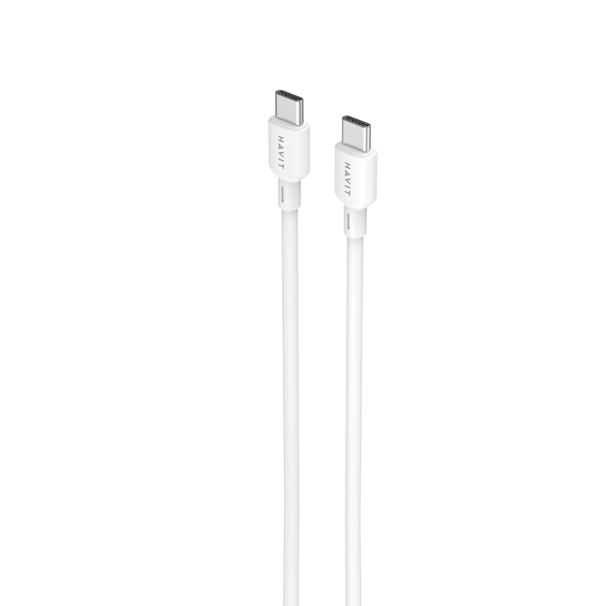 Кабель USB-C - USB-C HAVIT CBX310 PD60W 3A 2м White — фото 2 з 4
