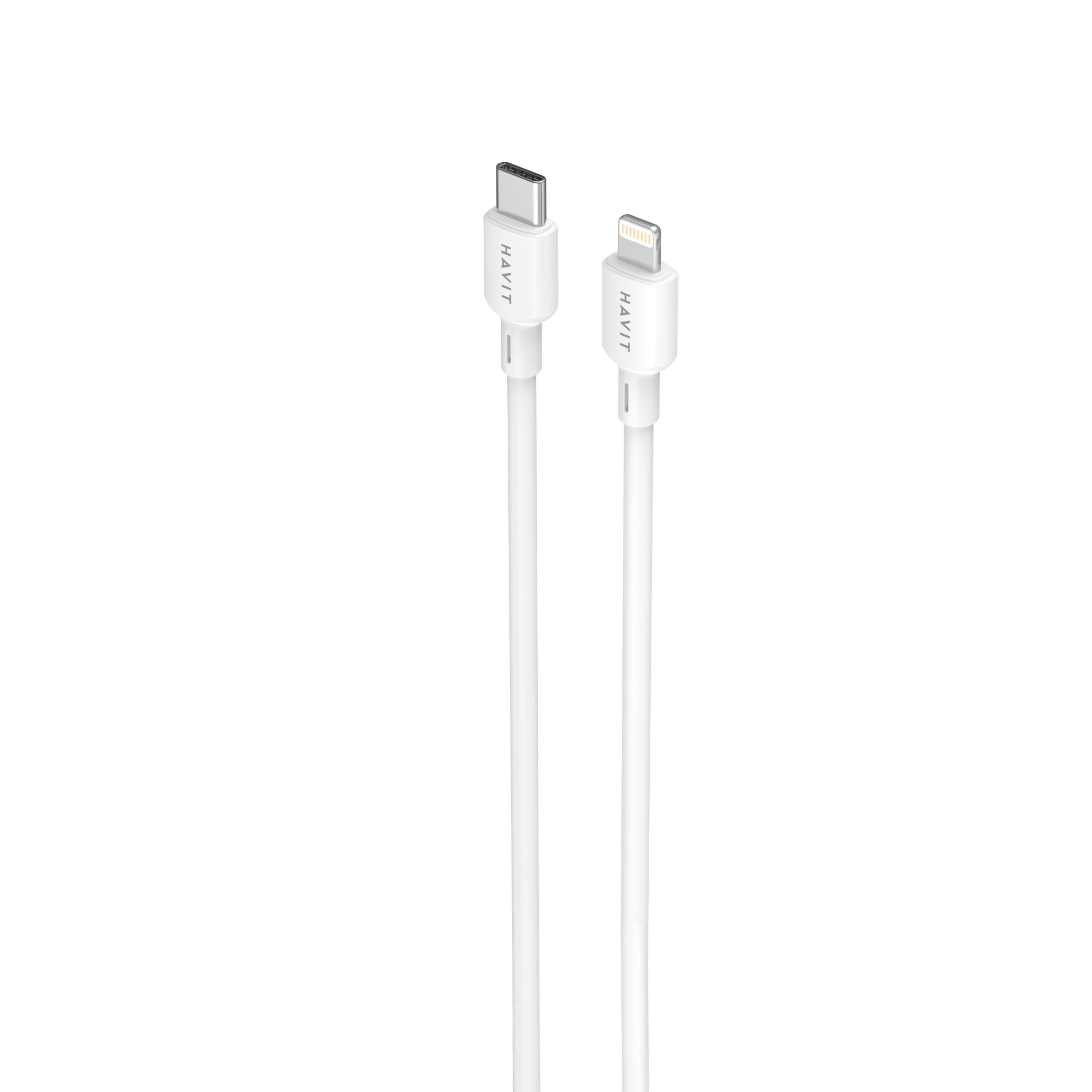 Кабель USB-C - Lightning HAVIT CBX311 PD30W 3A 2м White — фото 2 з 4