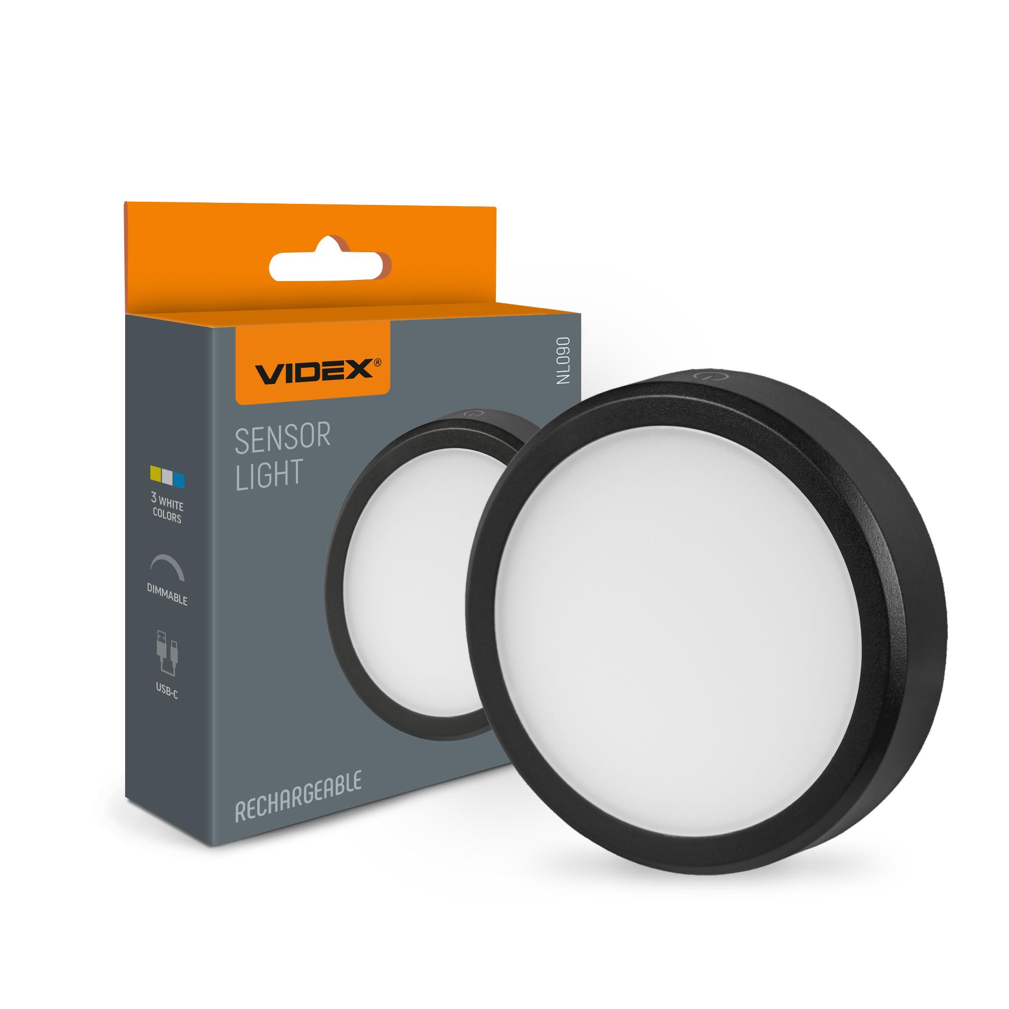 LED Світильник акумуляторний з датчиком руху VIDEX VL-NL090B Black