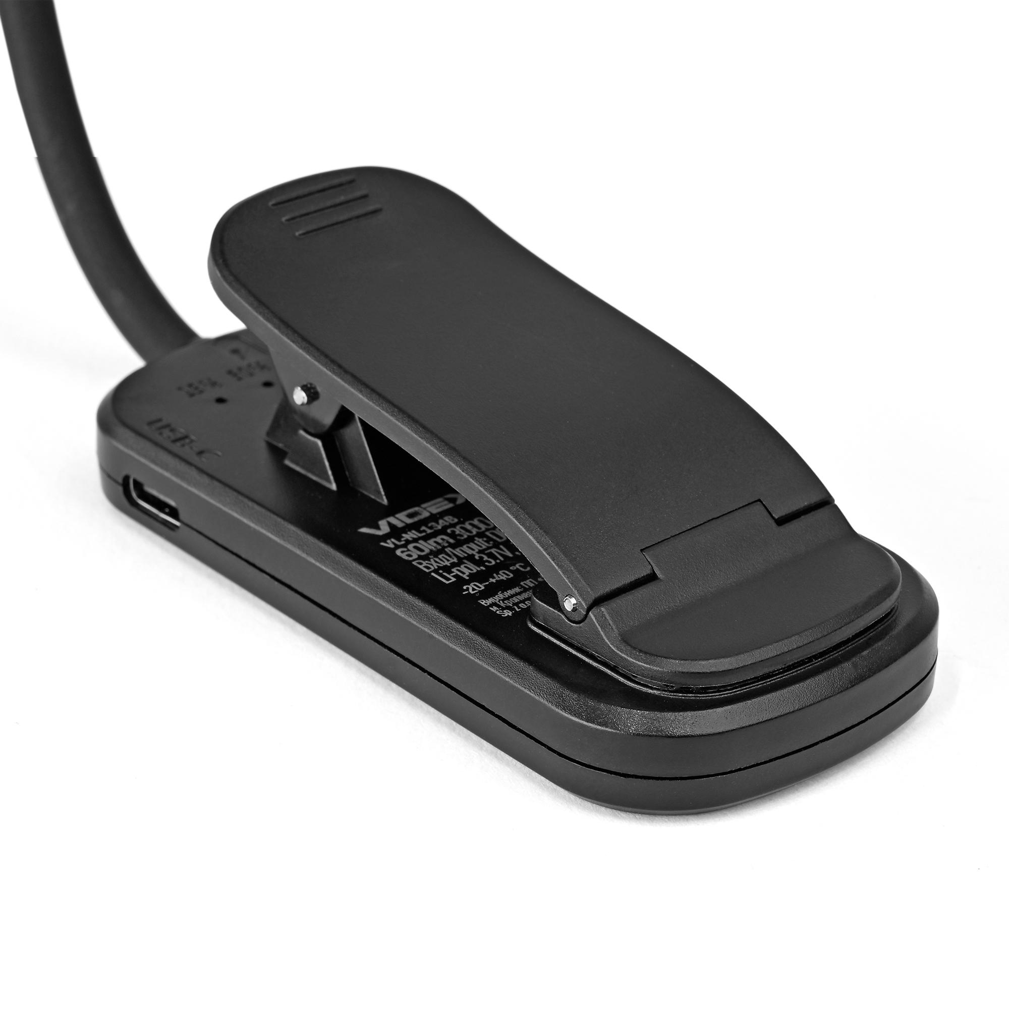 LED Світильник акумуляторний для читання VIDEX VL-NL134B Black — фото 10 з 23