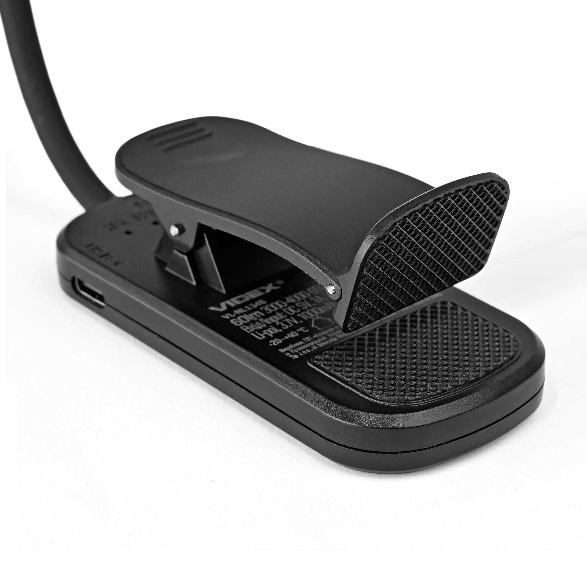 LED Світильник акумуляторний для читання VIDEX VL-NL134B Black — фото 12 з 23