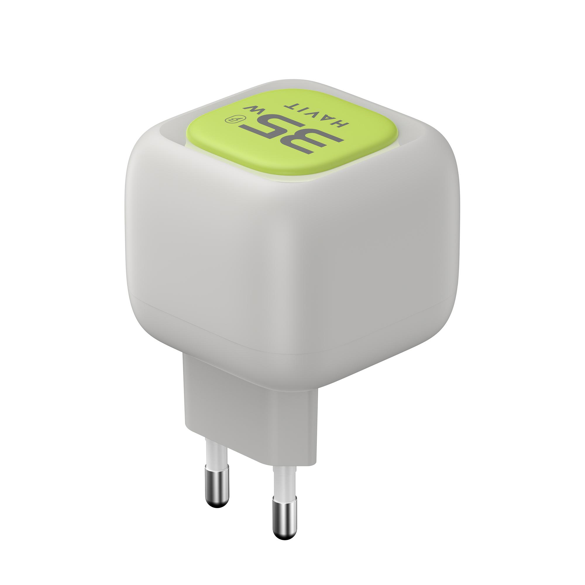 Зарядний пристрій HAVIT UC251 GaN 35W USB-A+USB-C +Кабель USB-C Gray/Green — фото 5 з 6