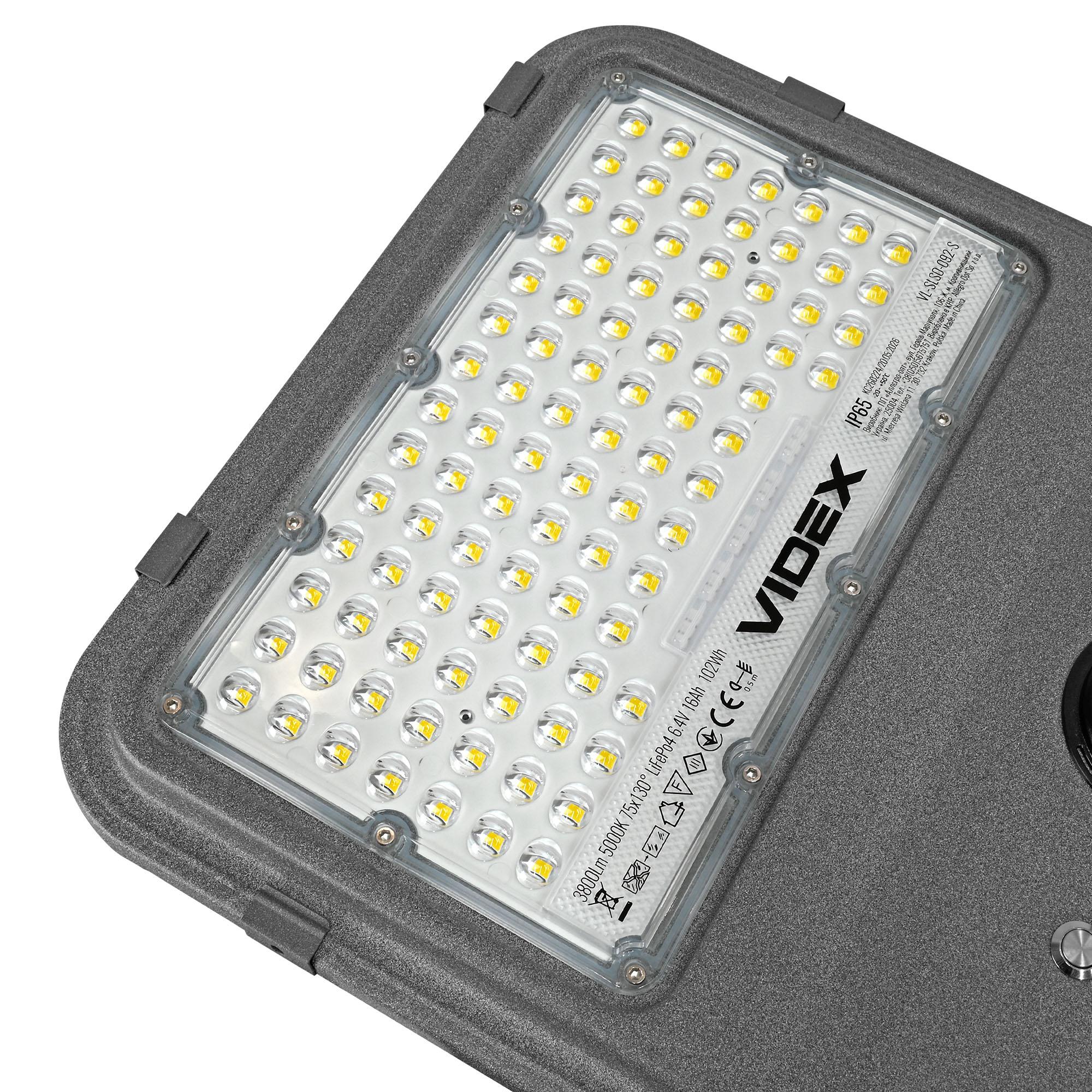 LED ліхтар вуличний автономний VIDEX 3800Lm 5000K (VL-SLSO-092-S) — фото 10 з 17
