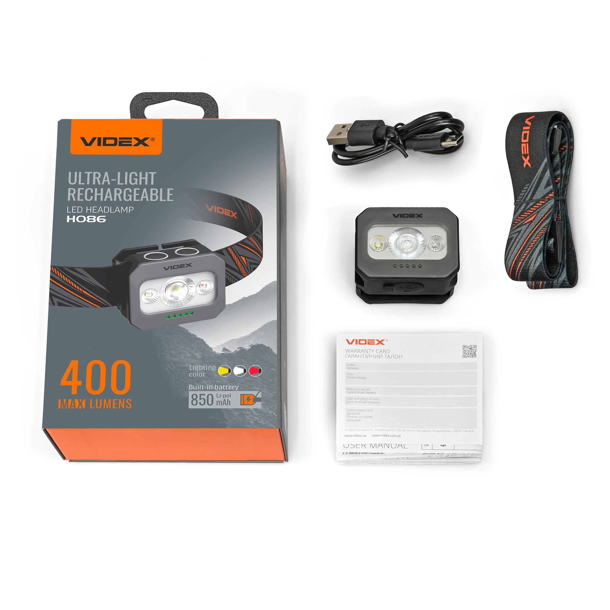 Налобний світлодіодний ліхтарик VIDEX VLF-H086 400Lm 5000K — фото 22 з 22