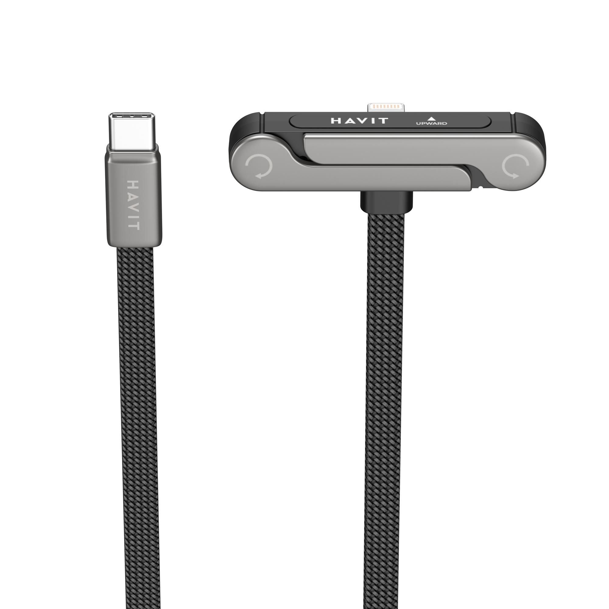 Кабель USB-C - Lightning HAVIT CB6386 PD30W 1.2м з підставкою — фото 3 з 5