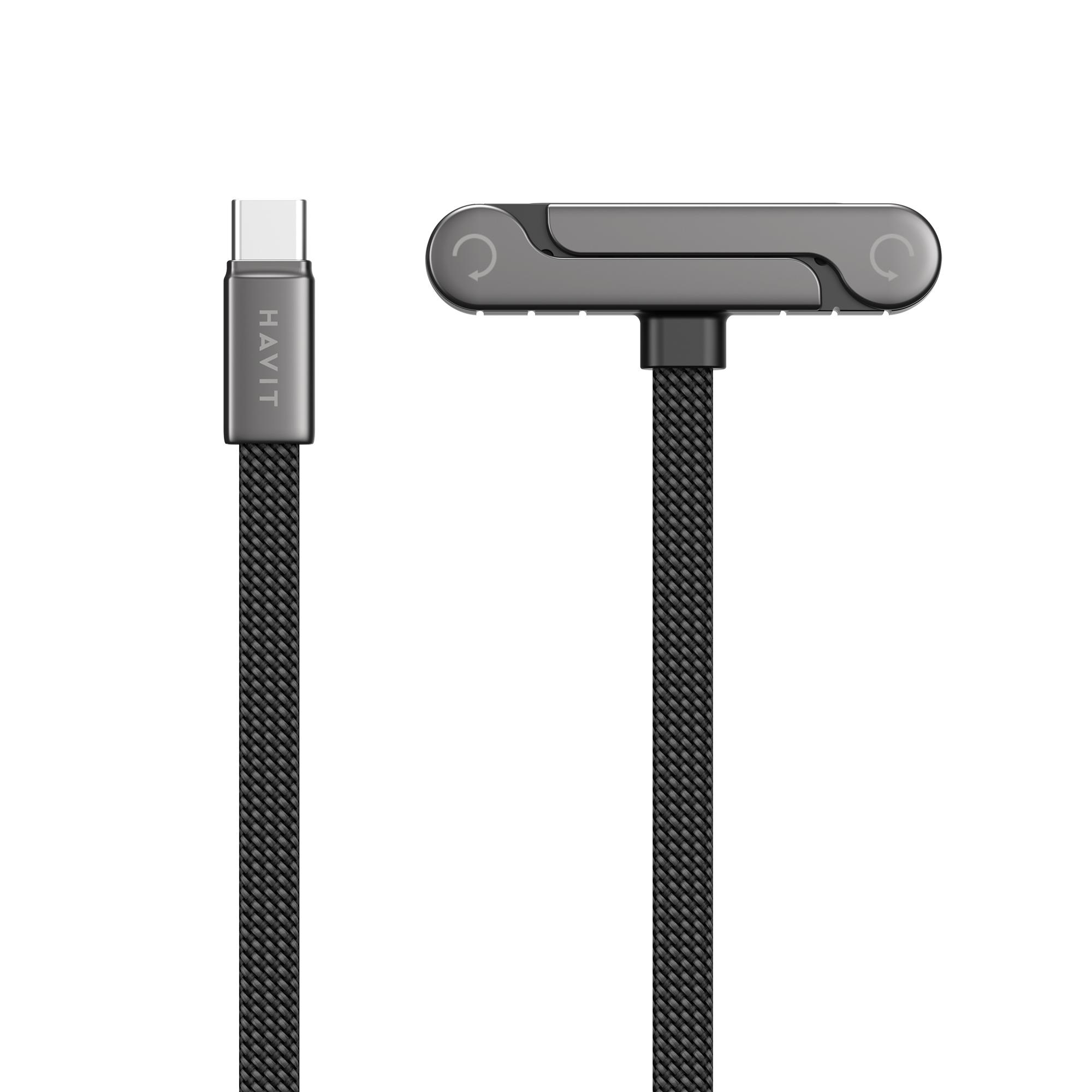 Кабель USB-C - USB-C HAVIT CB6387 PD60W 3A 1.2м з підставкою — фото 2 з 5