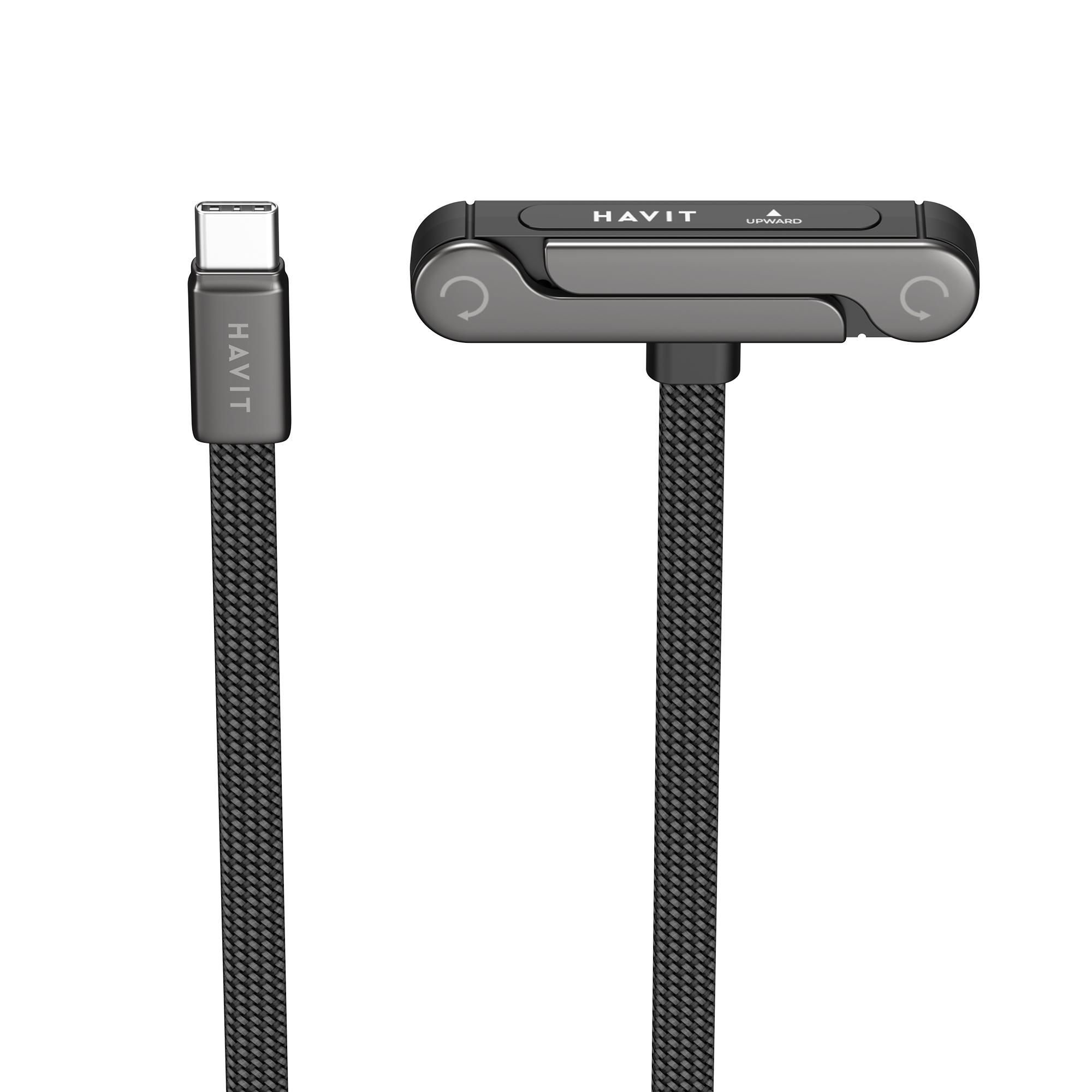 Кабель USB-C - USB-C HAVIT CB6387 PD60W 3A 1.2м з підставкою — фото 3 з 5