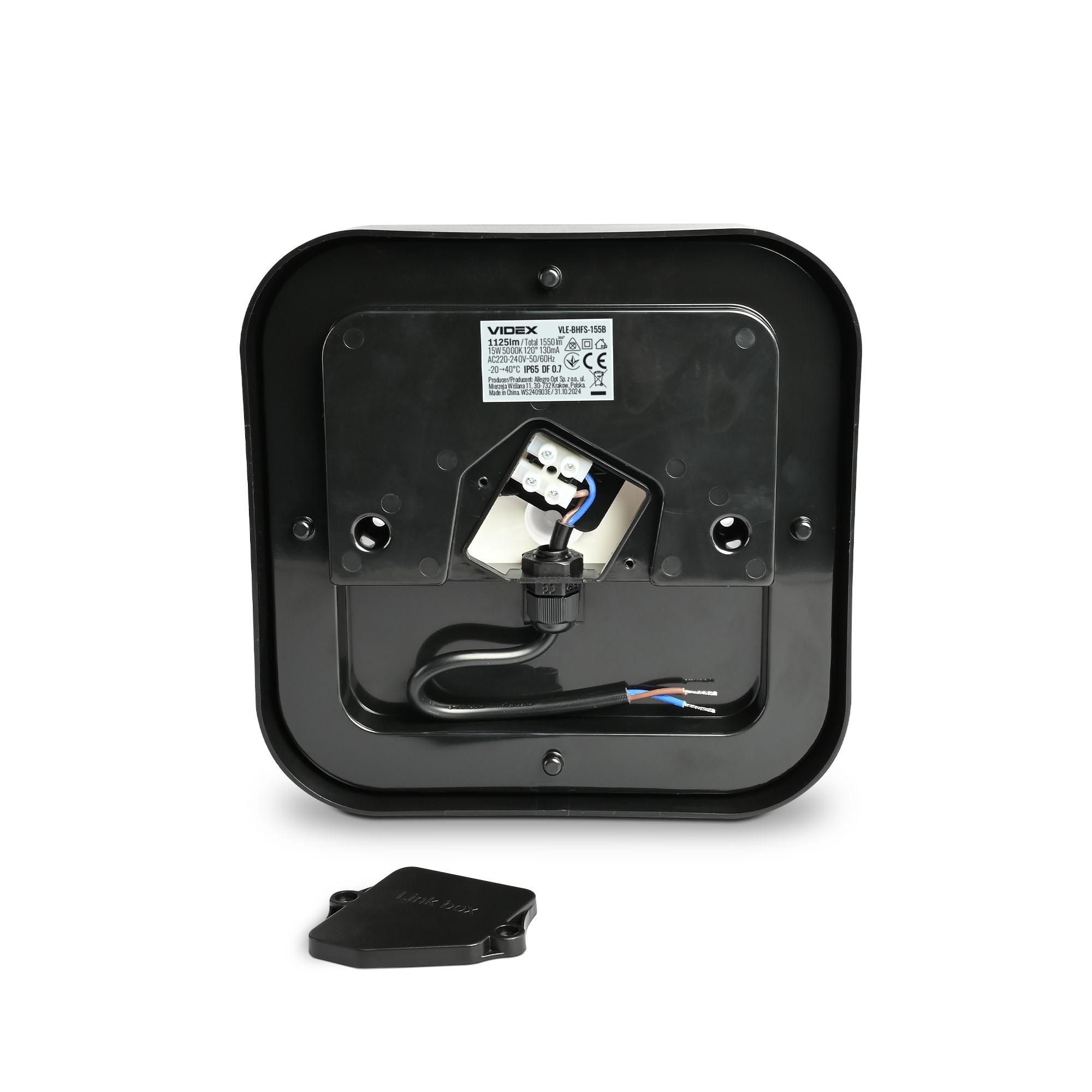 LED світильник ART IP65 квадратний VIDEX VLE-BHFS-155B 15W 5000K Black — фото 3 з 6