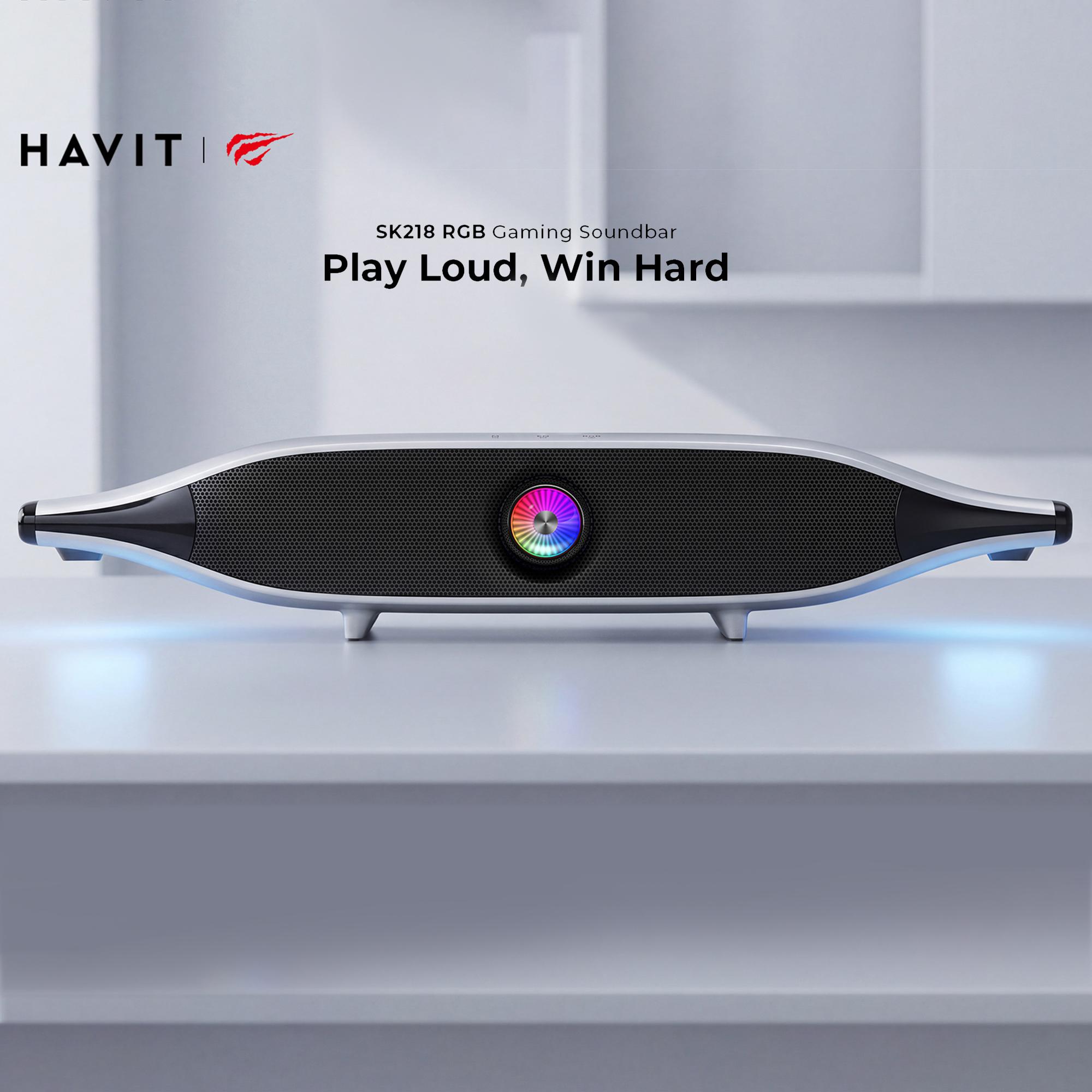 Ігрова колонка SOUNDBAR HAVIT SK218 20W USB+BT RGB White+Black