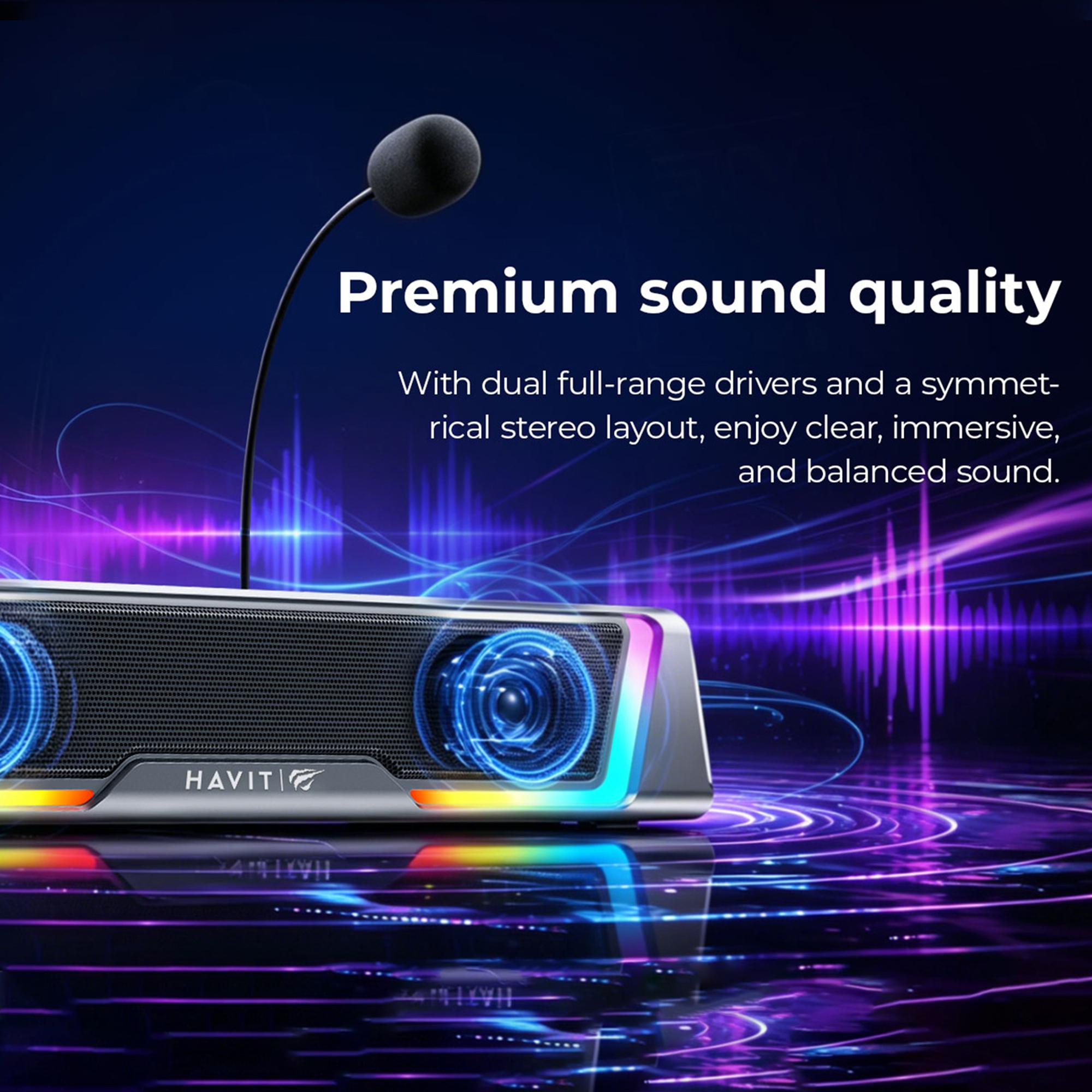 Ігрова колонка SOUNDBAR HAVIT SK221 6W USB+BT RGB Black+Gray — фото 6 з 10