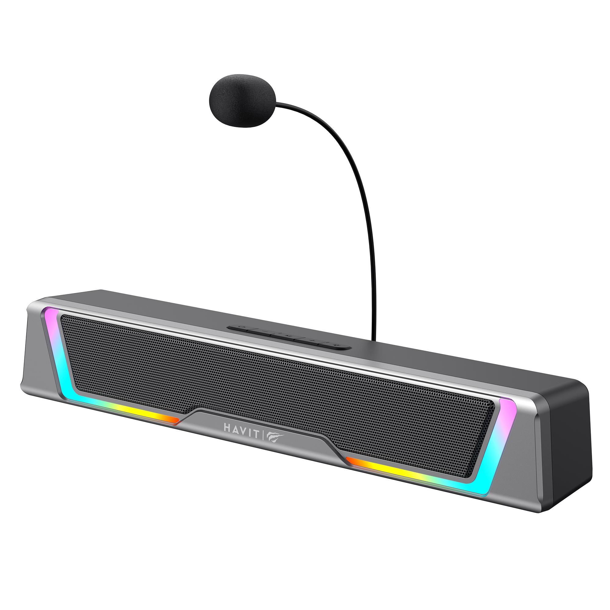Ігрова колонка SOUNDBAR HAVIT SK221 6W USB+BT RGB Black+Gray