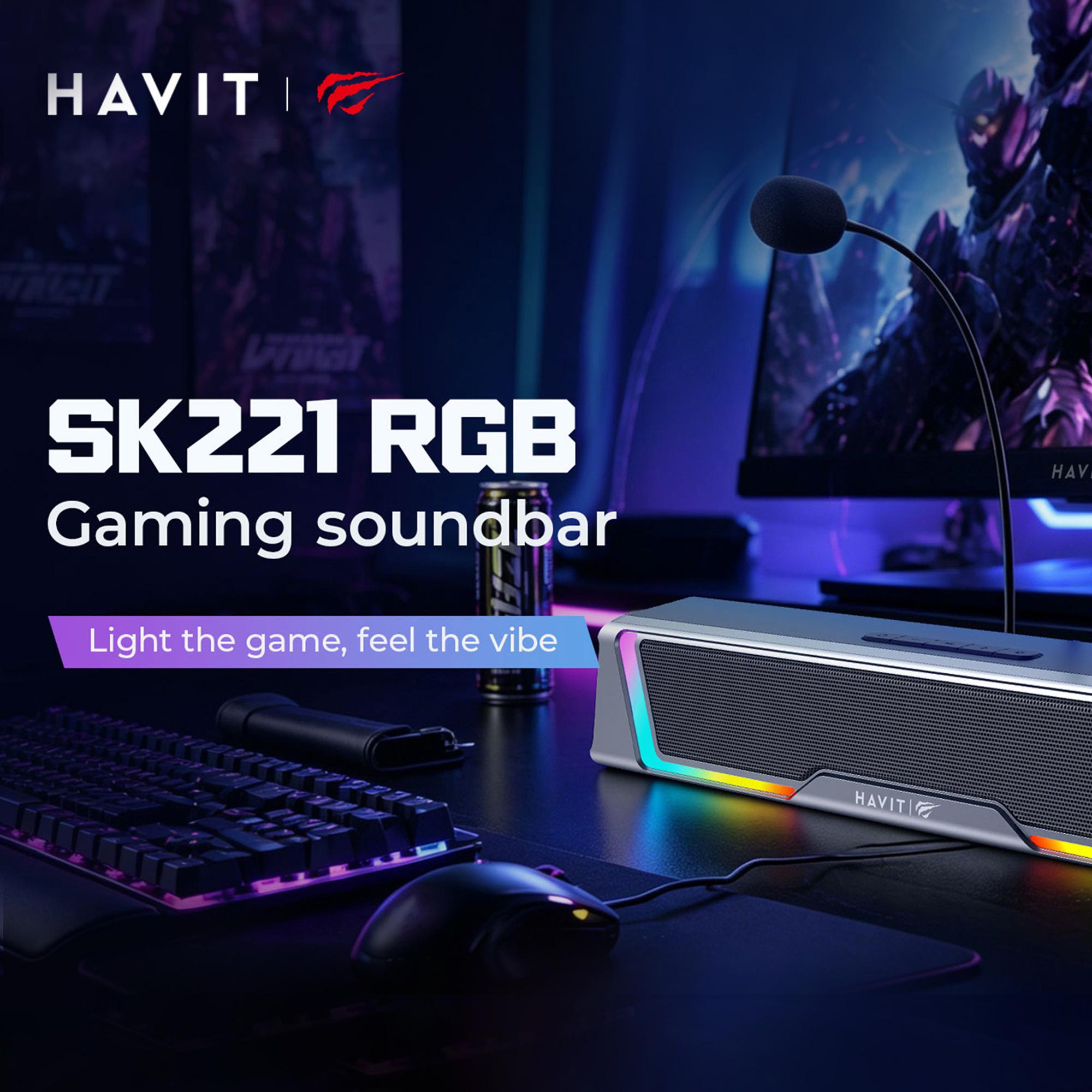 Ігрова колонка SOUNDBAR HAVIT SK221 6W USB+BT RGB Black+Gray — фото 2 з 10