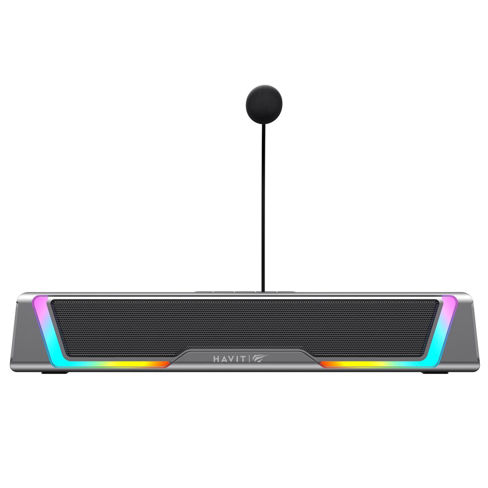 Ігрова колонка SOUNDBAR HAVIT SK221 6W USB+BT RGB Black+Gray — фото 3 з 10