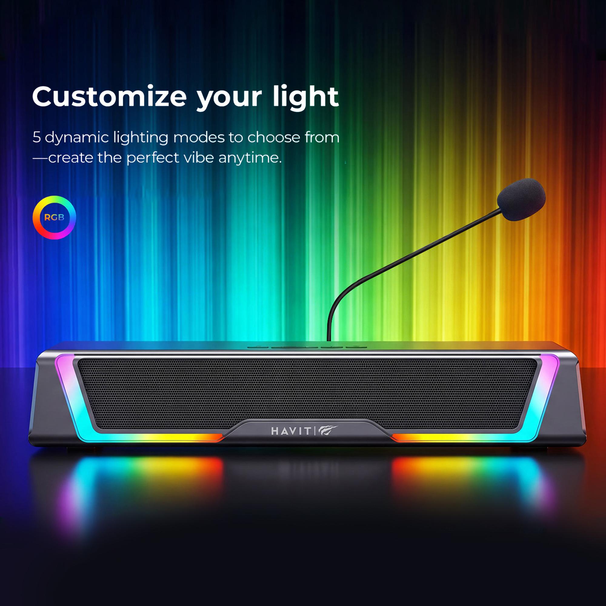 Ігрова колонка SOUNDBAR HAVIT SK221 6W USB+BT RGB Black+Gray — фото 4 з 10