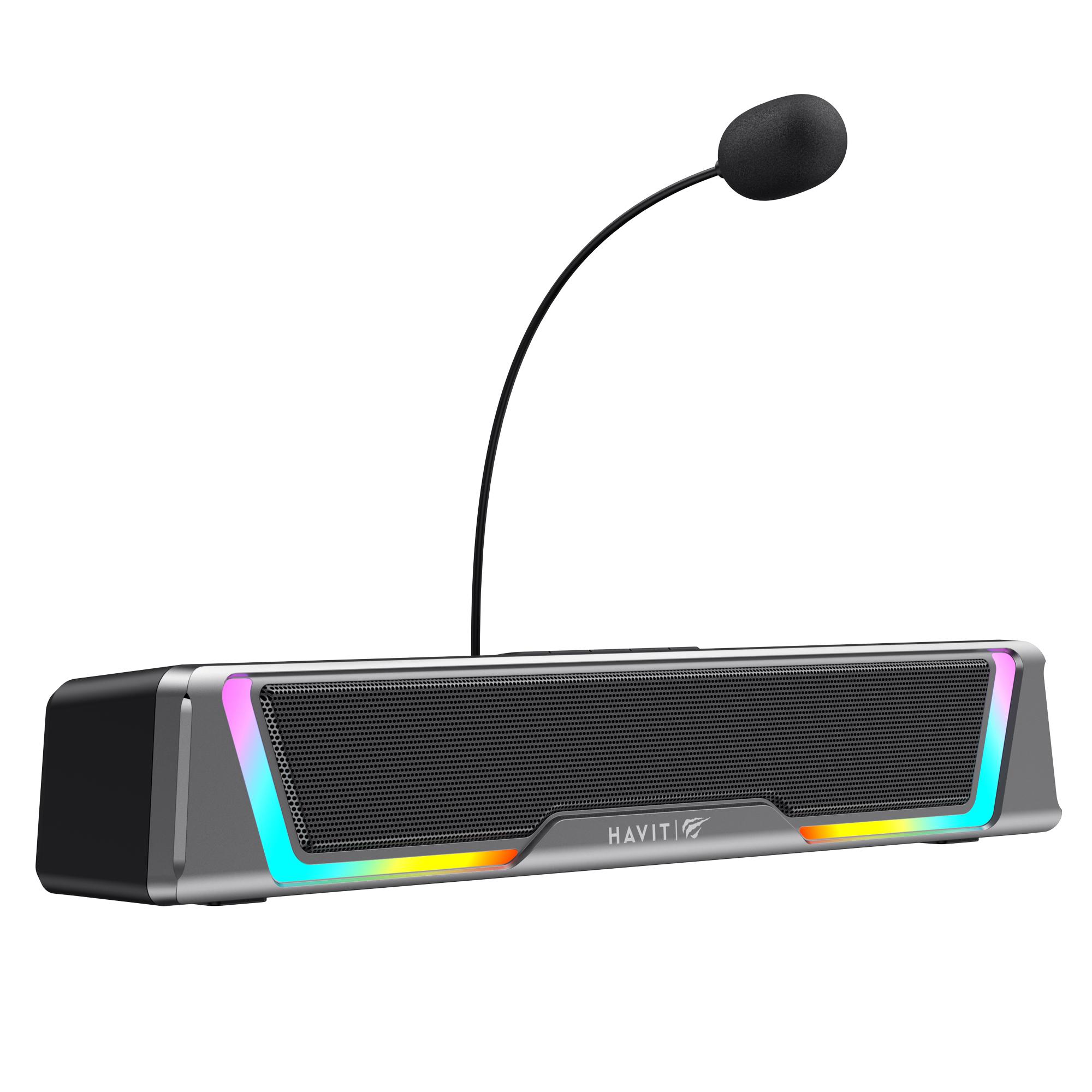 Ігрова колонка SOUNDBAR HAVIT SK221 6W USB+BT RGB Black+Gray — фото 5 з 10