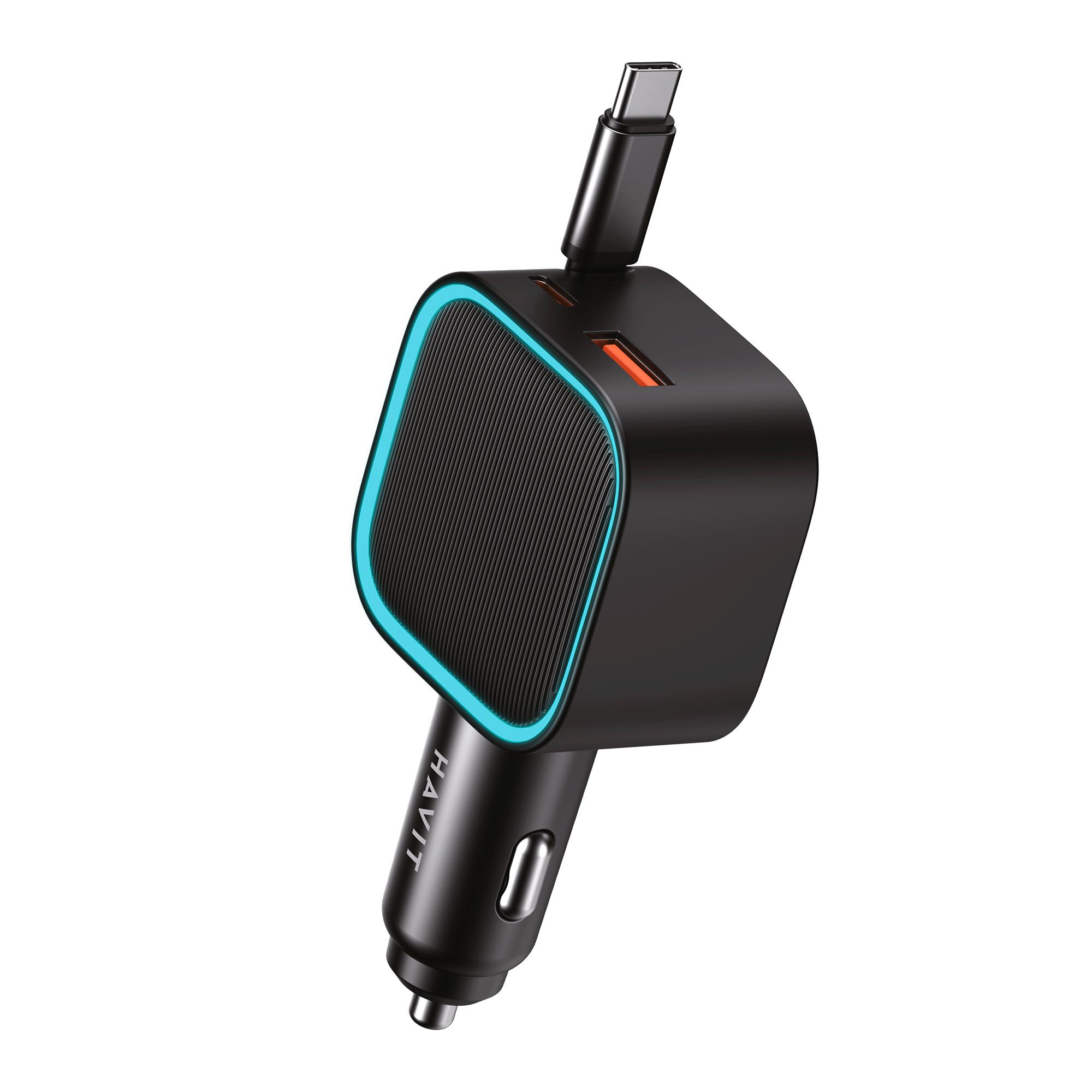 Автомобільний зарядний пристрій HAVIT CC2040 45W USB-A+USB-C +Кабель USB-C Black