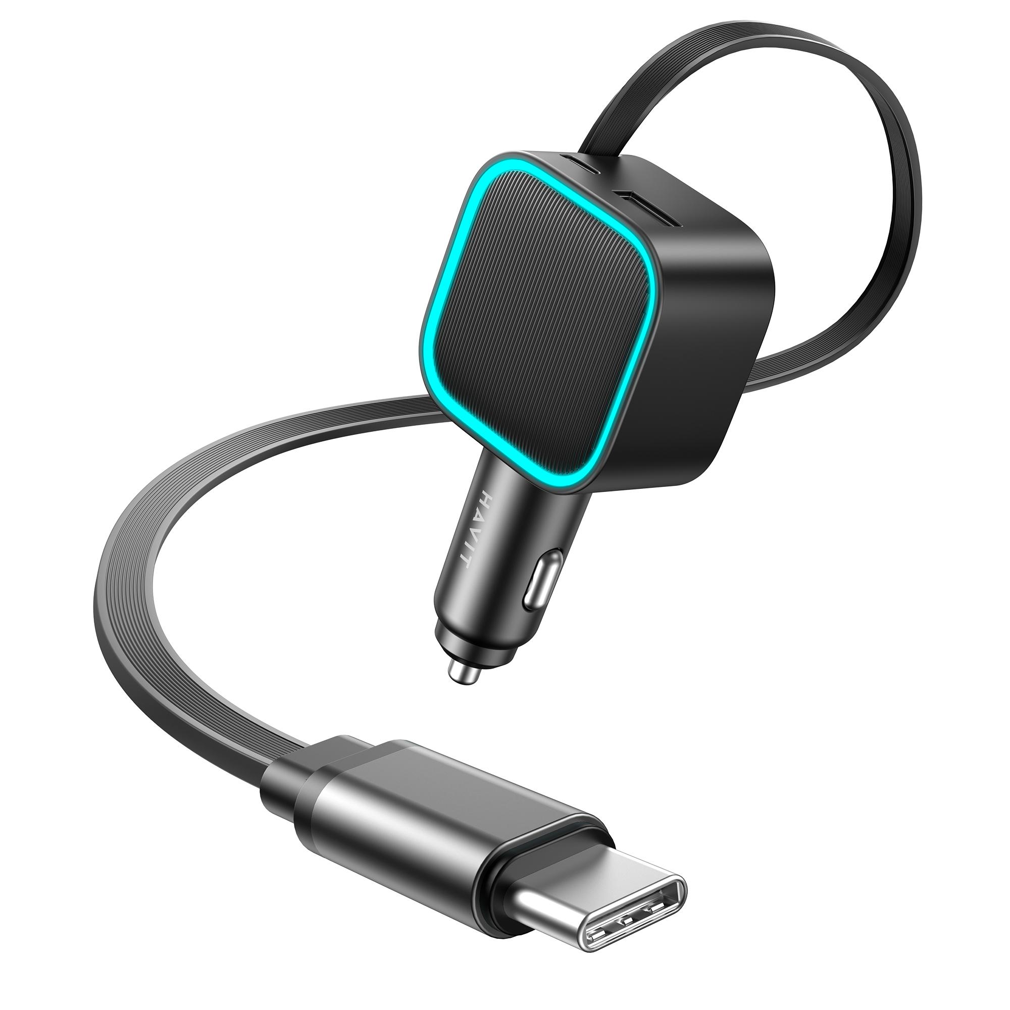 Автомобільний зарядний пристрій HAVIT CC2040 45W USB-A+USB-C +Кабель USB-C Black — фото 6 з 6