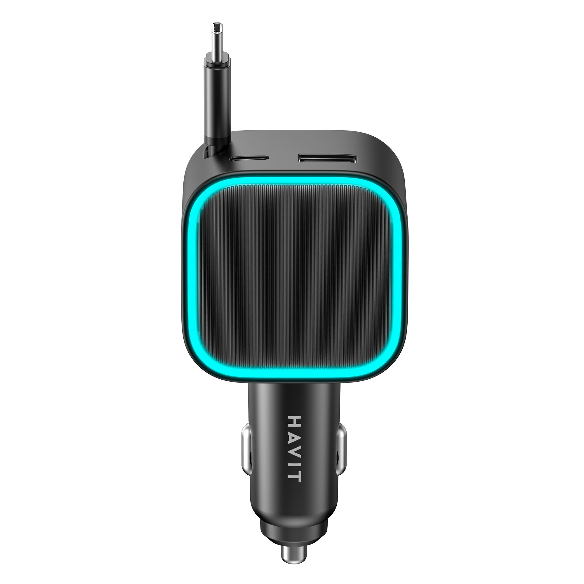 Автомобільний зарядний пристрій HAVIT CC2040 45W USB-A+USB-C +Кабель USB-C Black — фото 4 з 6